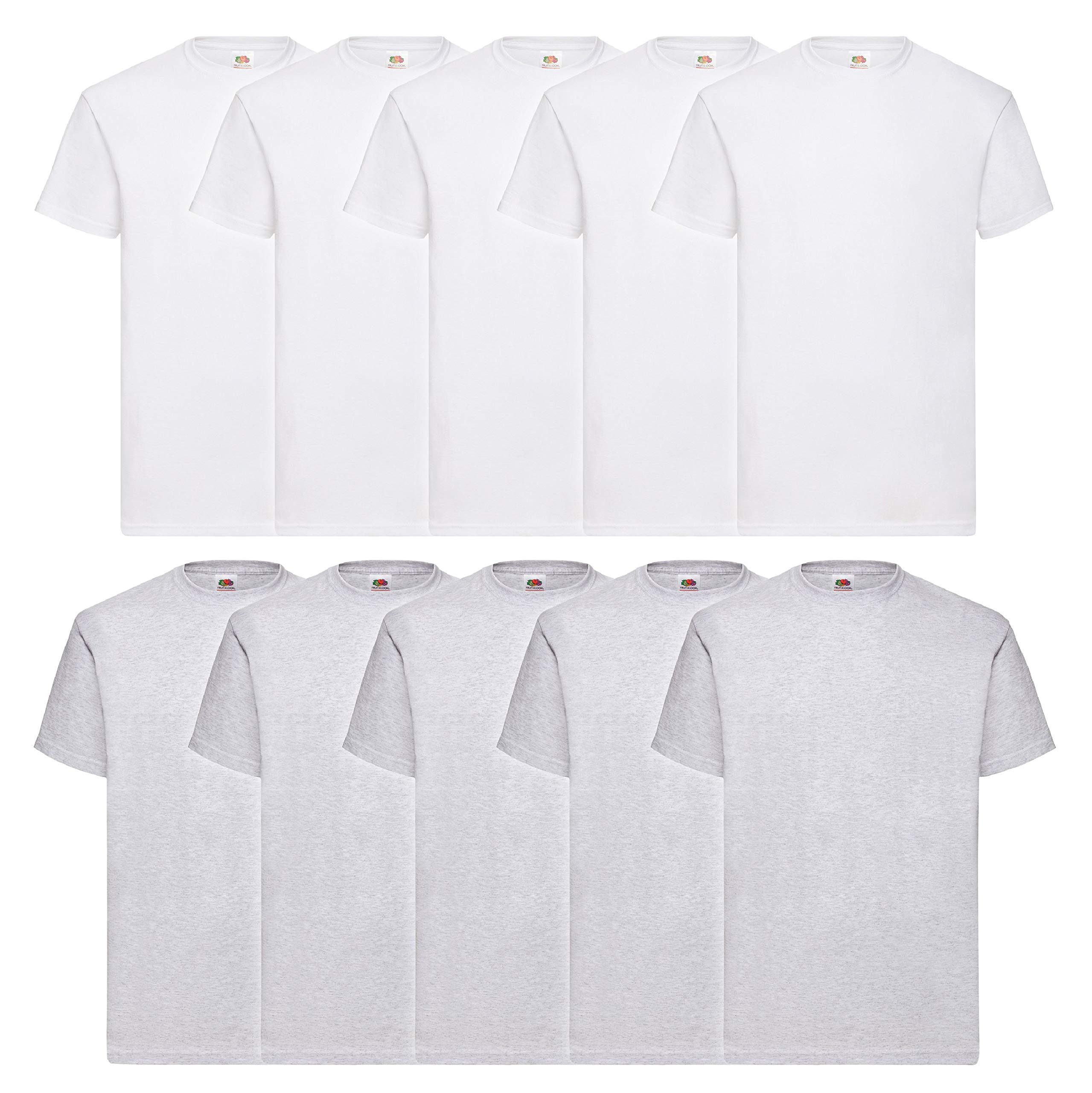 Fruit of the Loom Valueweight Men’s T-Shirt, Pack of 5, 5 white/5 grey, XXL