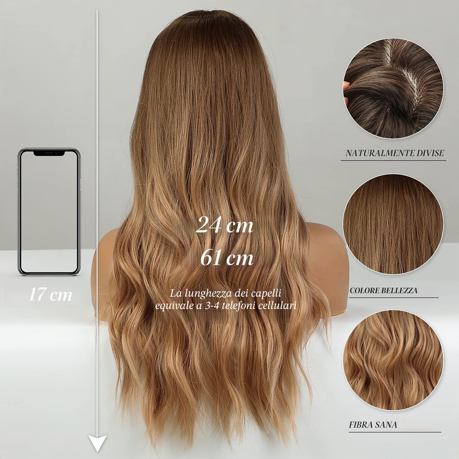 Parrucca HAIRCUBE con riga in mezzo, capelli mossi e lunghi