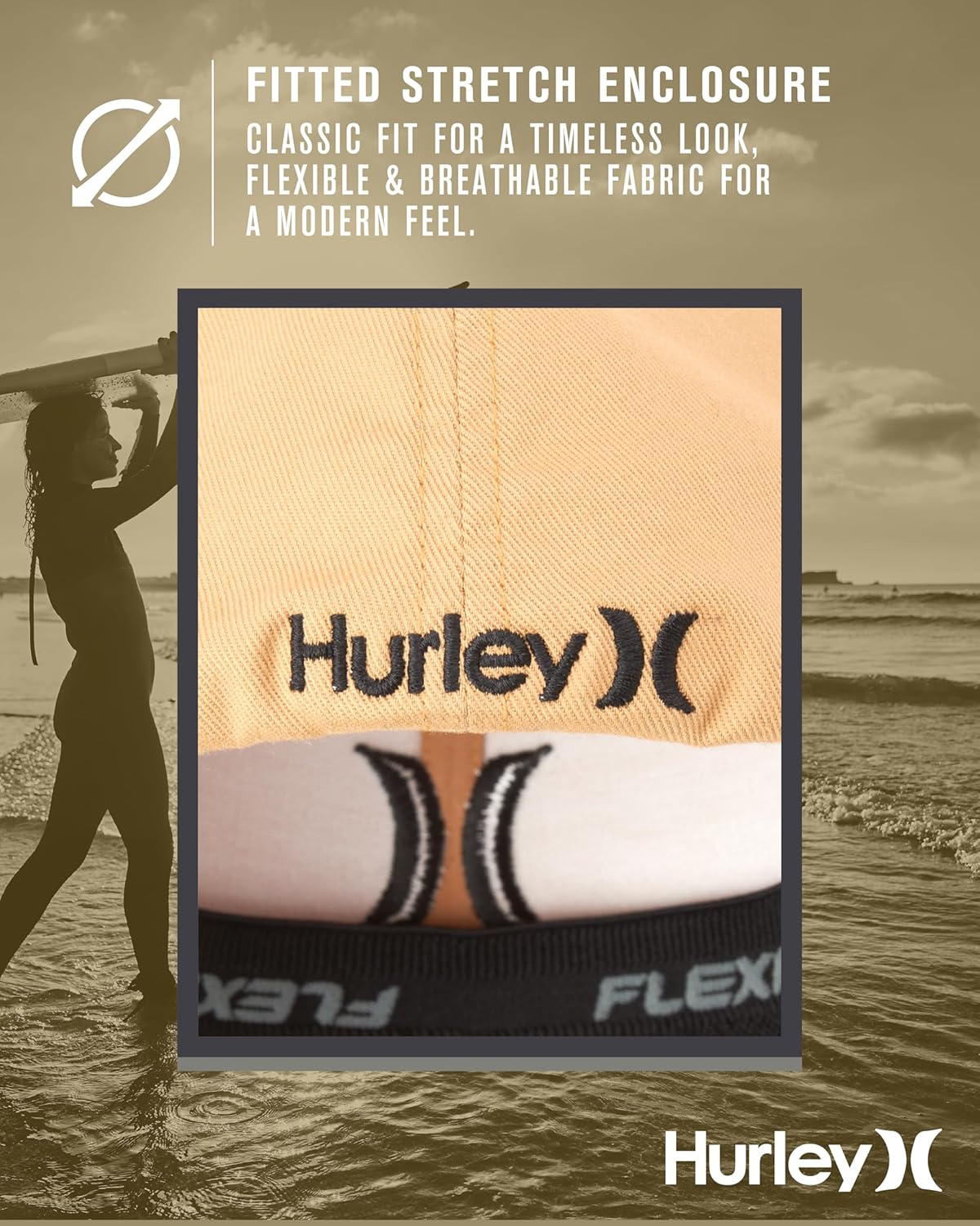 Hurley Mens Baseball Cap - Flexfit Fitted Baseball Caps for Men (Sizes: S-XL) - Image 5