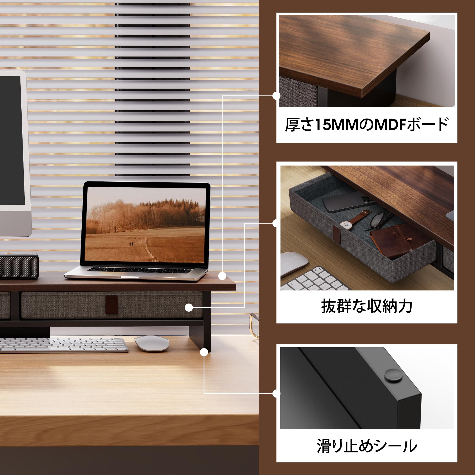 Amazon.co.jp: Fenge モニター台 卓上 パソコン台 デスクシェルフ