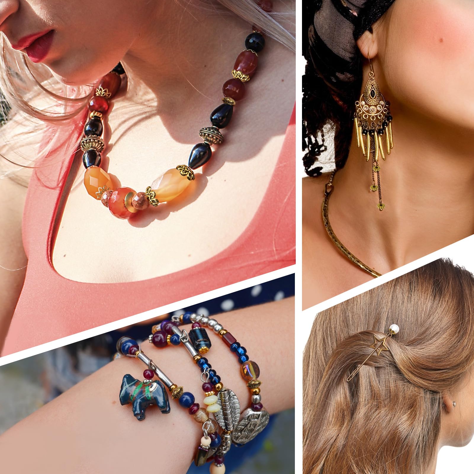 300 Perline Distanziatori Metallo - 35 Stili Argento Tibetano Per Braccialetti, Collane Fai Da Te - Foto 3