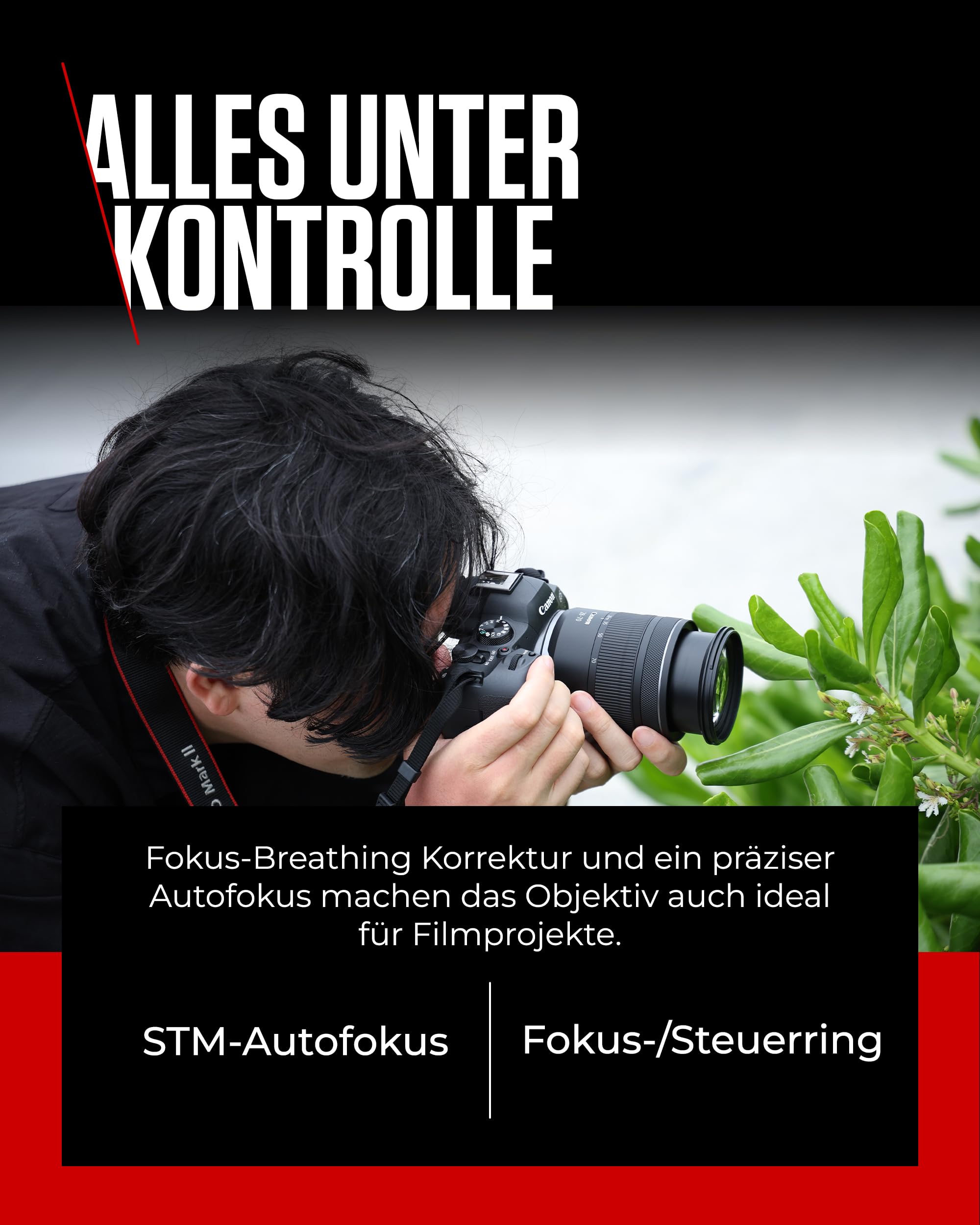 Canon RF 28-70mm F2.8 is STM Standard-Zoomobjektiv für EOS R Kameras mit 5,5-Stufen-Bildstabilisator, Witterungsschutz in kompakter und Leichter Bauweise