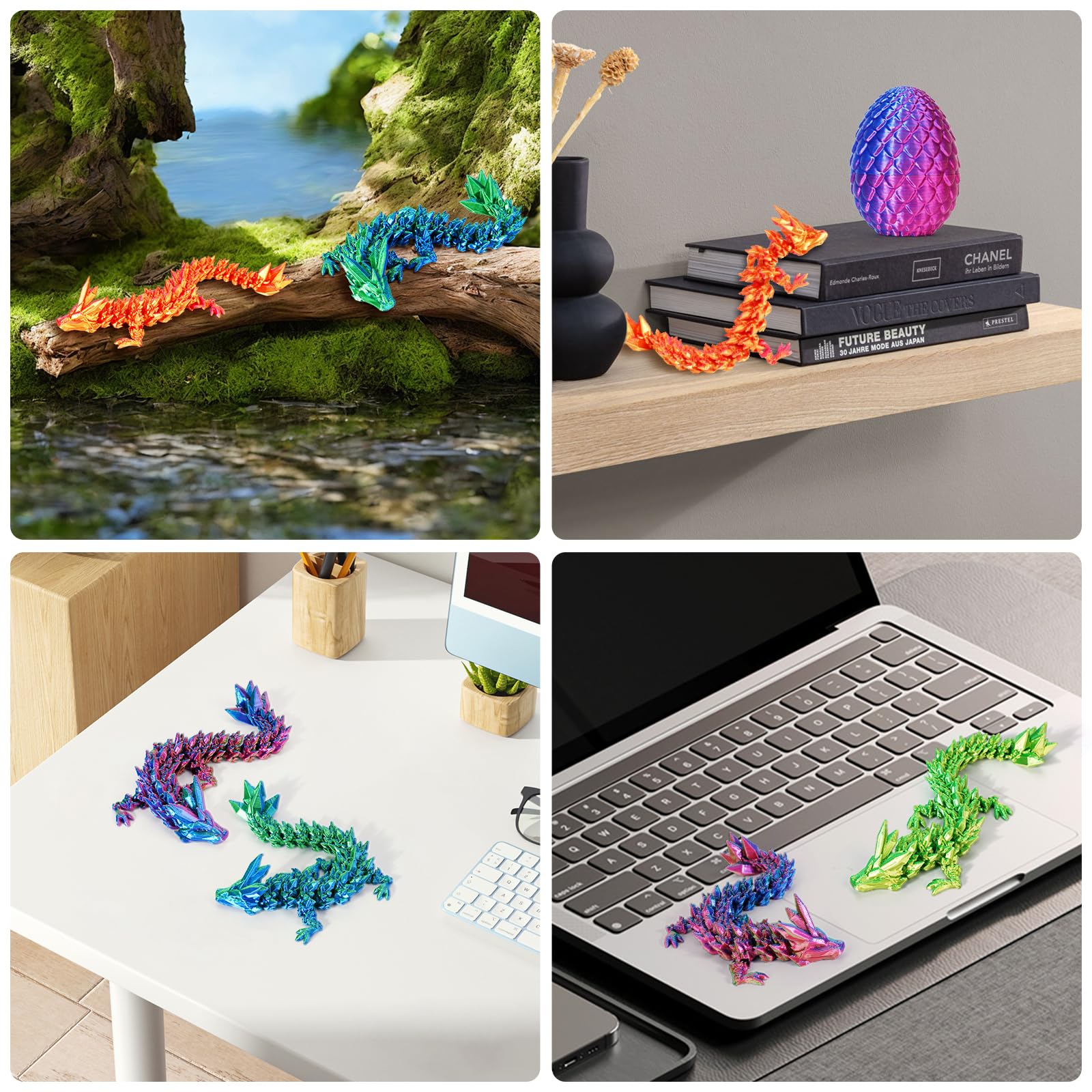 12PCS 3D Printed Dragon, Easter Dragon Eggs, Mystery Dragons Egg Fidget Toy, Easter Basket Stuffers 3D Printed Animals Set - Image 2