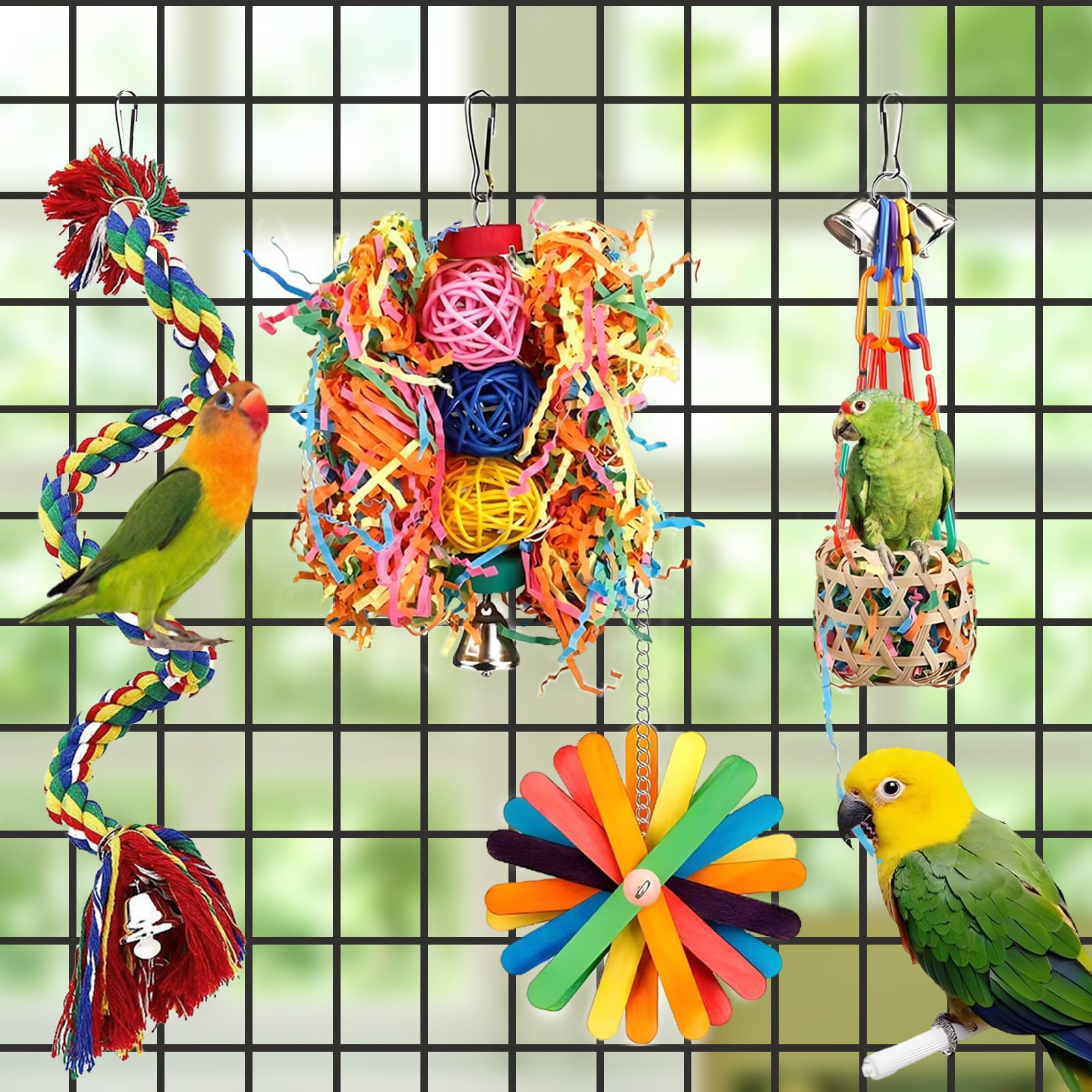 NLONLL 5 Pcs Bird Toys for Caged Birds Budgie Toys Parrot Chewing Toys Cockatiel Toys Bird Shredding Toy Hanging Foraging Shredder Toy for Small Parakeets Conures Love Birds Finches - Image 4