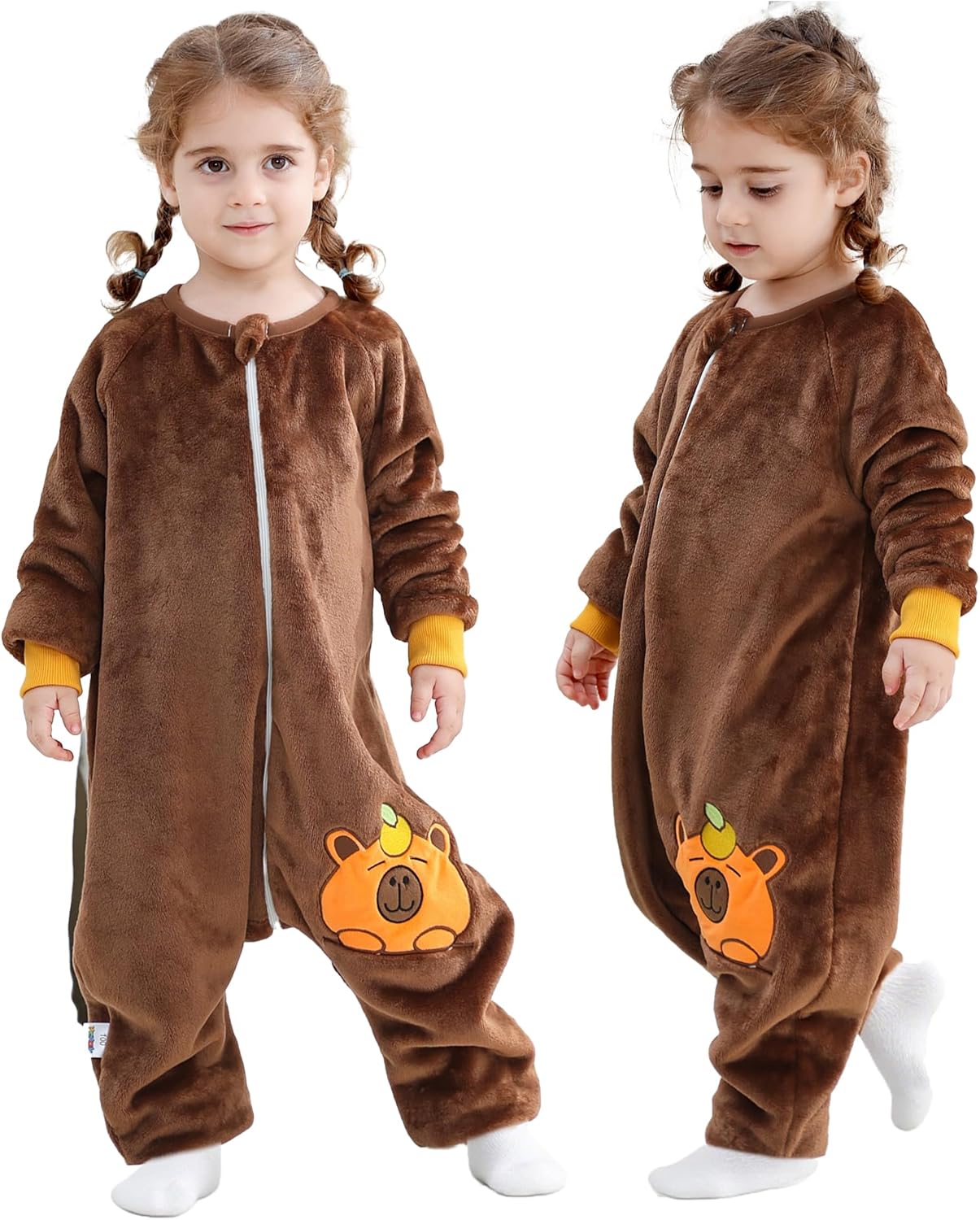 MICHLEY Toddler Flannel Sleeping Sack with Feet,Long Sleeve Baby Sleeping Bag 3-Way Zipper Super Warm Wearable Blankets