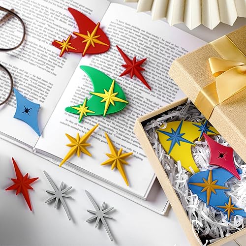 Miniatura 7 de Hoolerry 12 piezas de imanes vintage de estrella en forma de estrella para nevera, imanes de refrigerador de estilo moderno de mediados de siglo