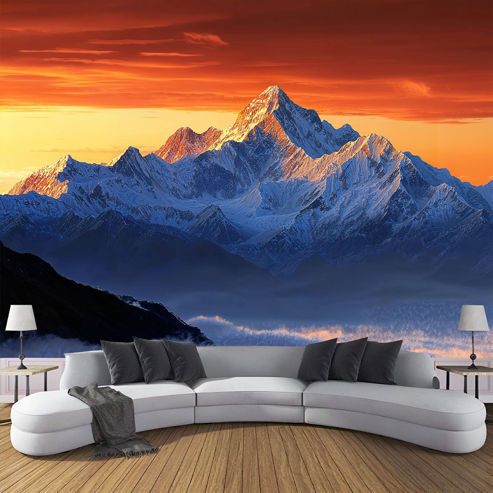 Papier Peint Panoramique Montagnes Salon et Chambre Orange