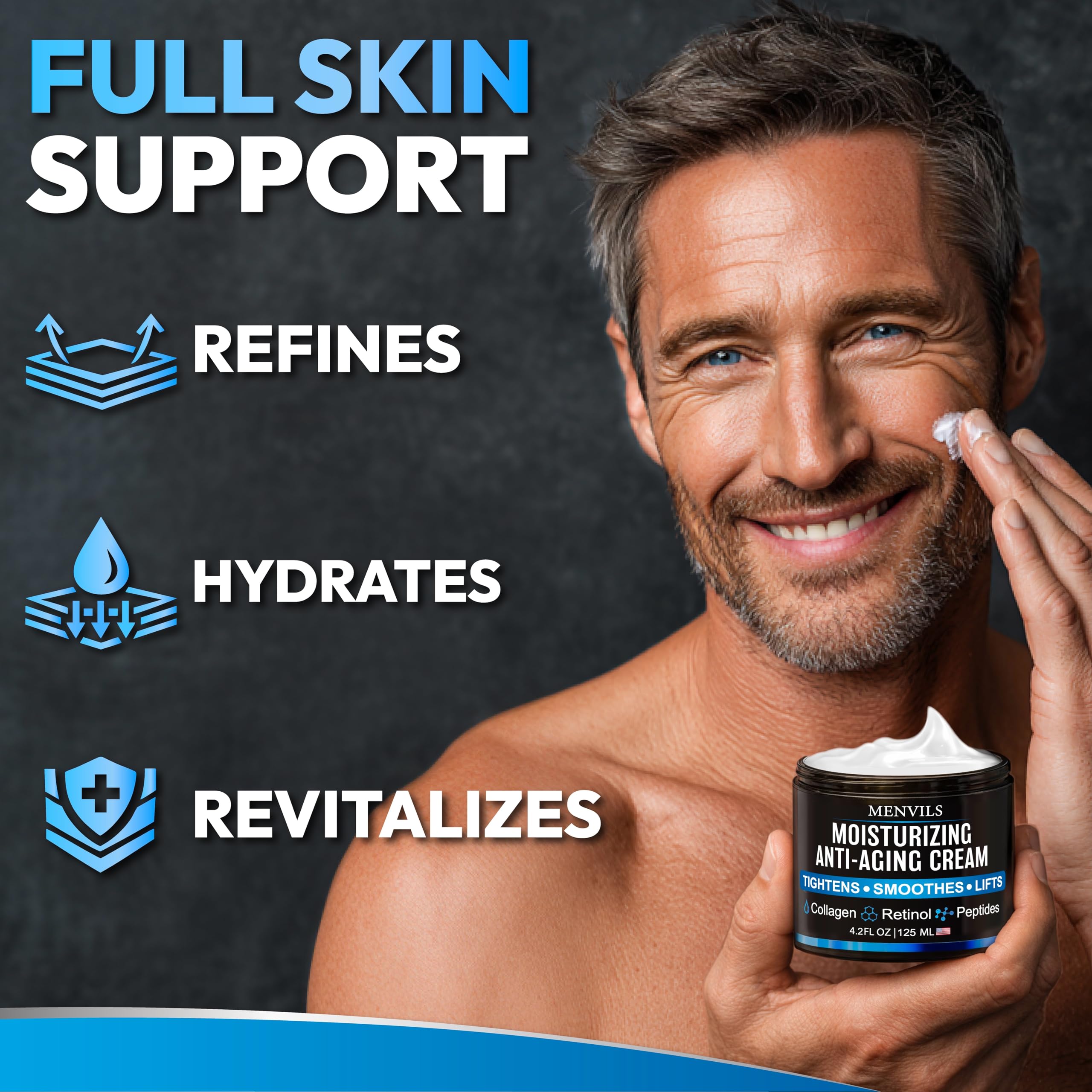 Menvils - Crema hidratante facial para hombre, antienvejecimiento y arrugas, crema hidratante facial para hombres, crema hidratante facial para hombres