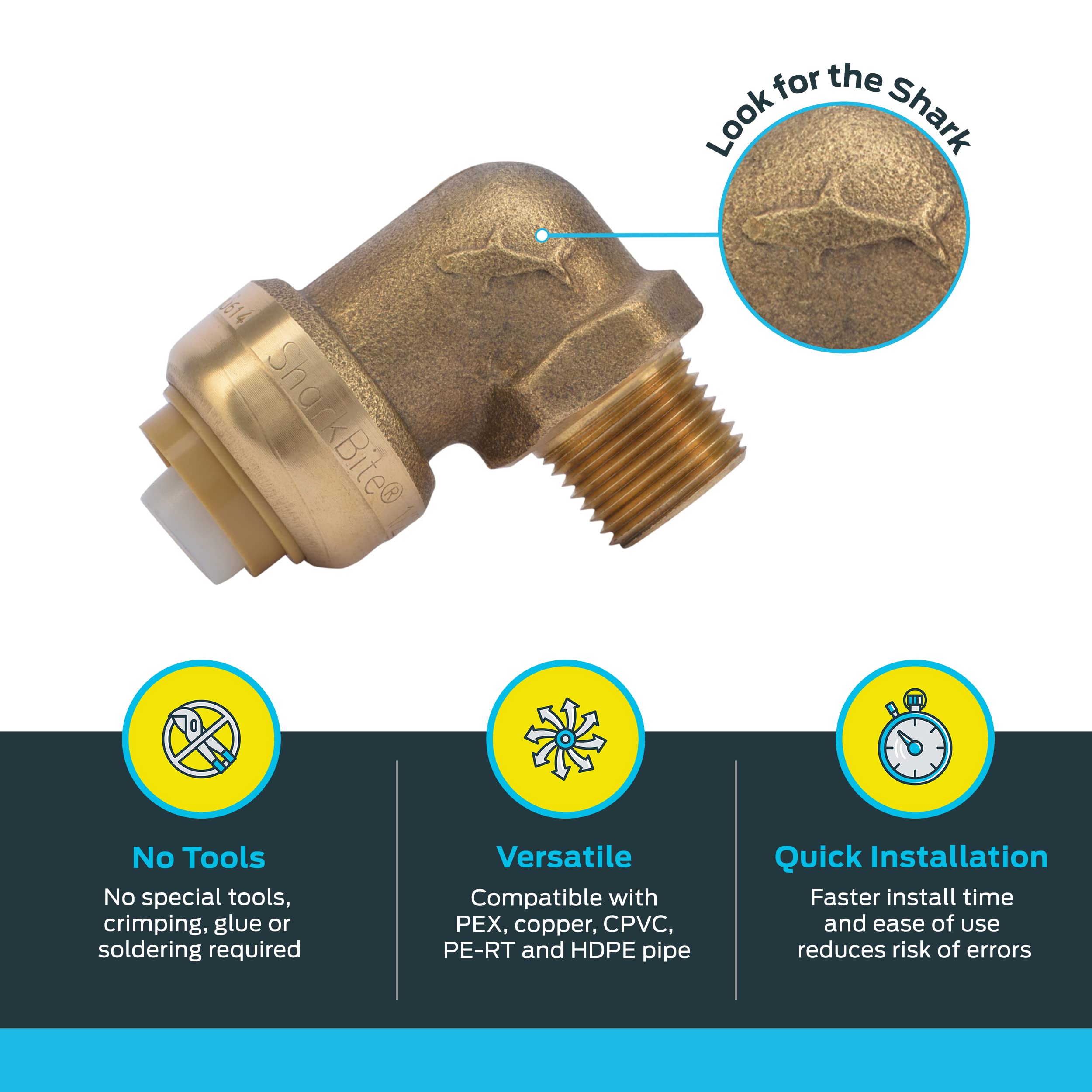 SharkBite U281LFA Dishwasher Elbow, 1/2-Inch by 3/8-Inch, Copper, 1/2-Inch x 3/8-Inch - Image 3