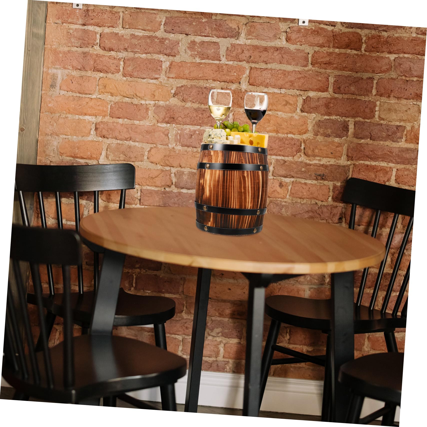 Levemolo Elegant Oak Barrel Ornaments Wooden Wine Barrel Decor for Bar Event Space