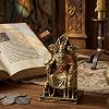 RattanView Figura de 3 1/2 pulgadas del dios nórdico Odin, el Padre de Todo, sentado en trono con cuervos y lobos, estatua miniatura de resina, acabado bronce pintado a mano, decoración vikinga para hogar y altar pagano 5