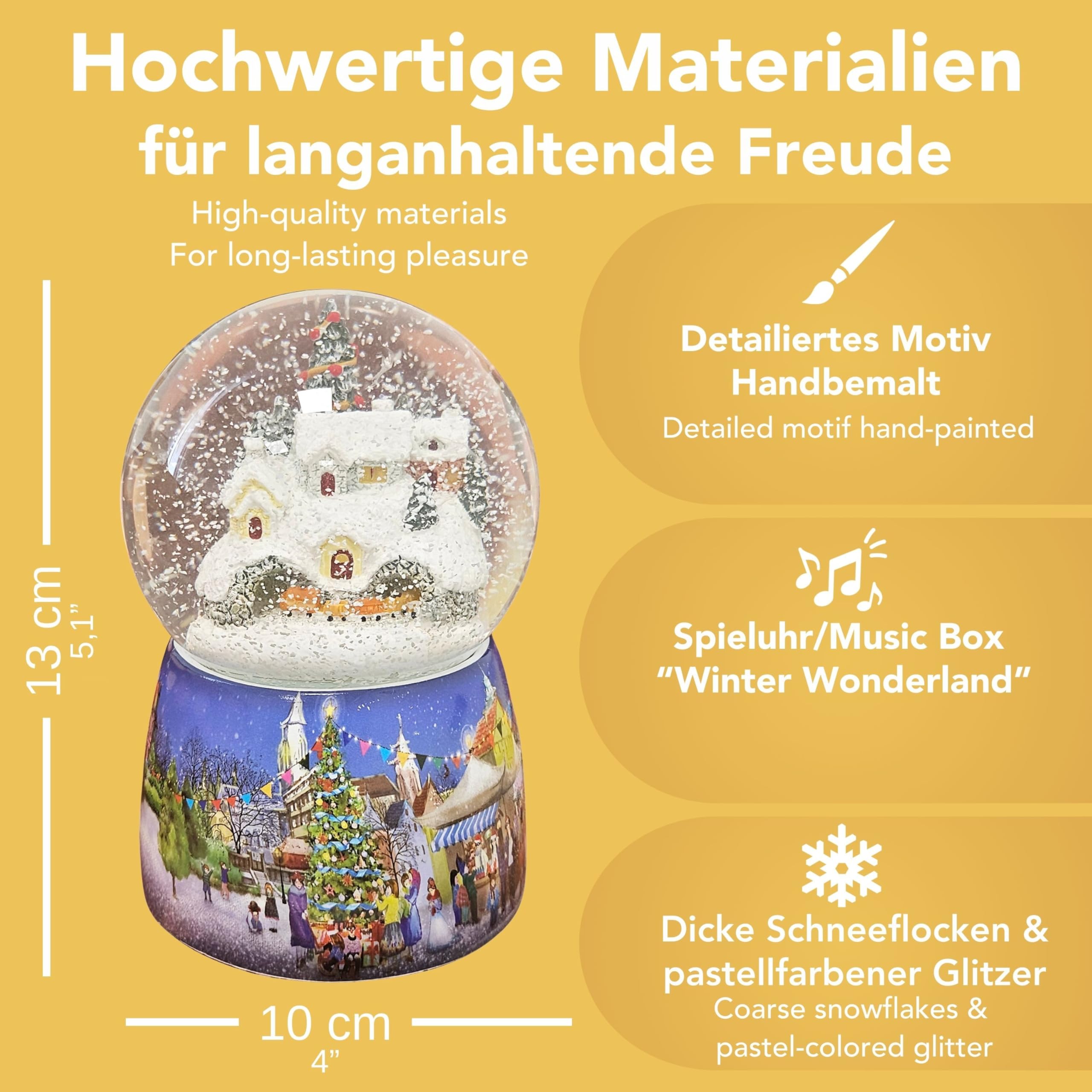 Schneekugel Schlittenfahrt auf Sockel Winterlandschaft mit Spieluhr 10 cm Durchmesser Schneekugel Schlittenfahrt auf Sockel Winterlandschaft mit Spieluhr 10 cm Durchmesser