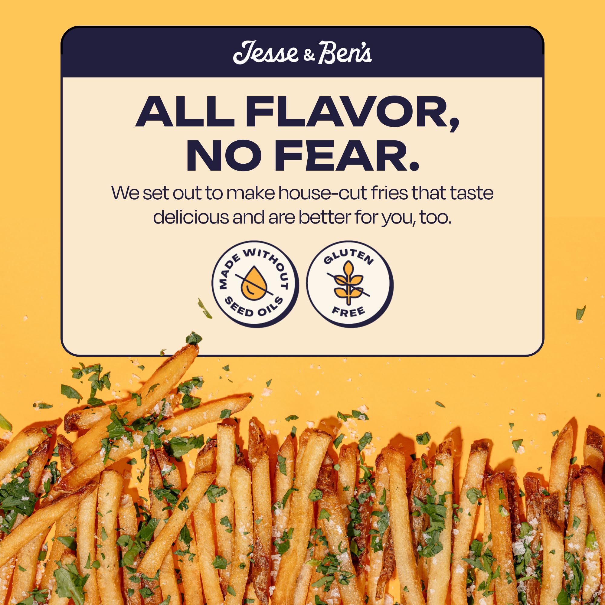 Jesse Bens House-Cut Tallow Sea Salt Fries Made with Grass-Fed Beef Tallow Gluten-Free Non-GMO Frozen Potatoes Healthy Snack — view 4