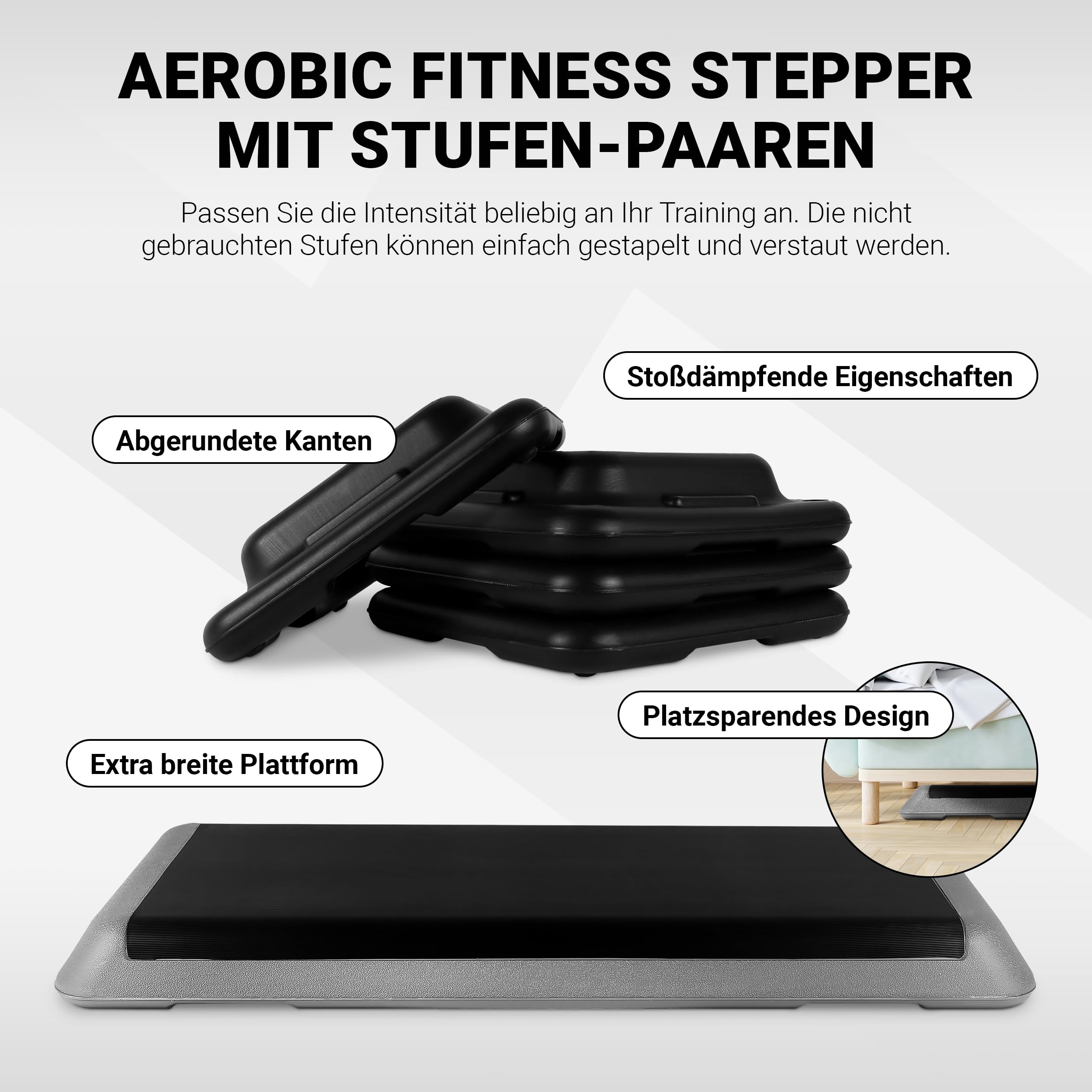 Stepboard Professional incl. Poster degli esercizi + app di allenamento GRATUITA | Stepper da studio regolabile in altezza a 3 vie, stepper