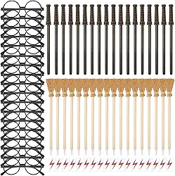 72 Peças Lembrancinhas De Varinha Mágica Para Crianças, Lápis De Varinha, Lápis De Vassoura De Bruxa, Tatuagens Relâmpago, Óculos De Armação Redonda, Decorações De Festa, Presentes De Aniver