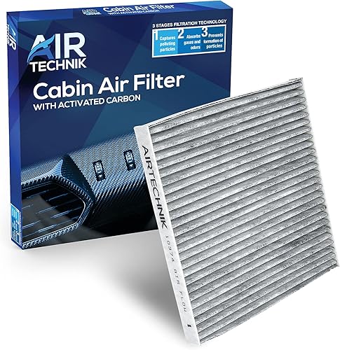AirTechnik CF10374 Filtro de aire de cabina con carbón activado  Compatible con Toyota Tacoma 2005-2023, Dodge Dart 2013-2016, Pontiac Vibe