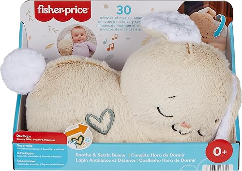 Miniatura 6 de Fisher-Price Baby Sound Machine Soothe & Settle Bunny - Juguete de peluche portátil con música, luces y movimiento para recién nacidos