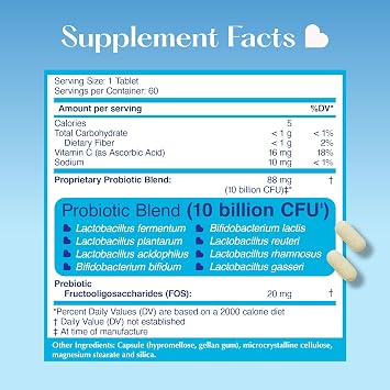 LOVEBUG Here's The Skinny | Helps with Constipation, Gas, Bloat & Digestive Upset | Multi-Strain Probiotics 10 Billion CFU, 60 Count