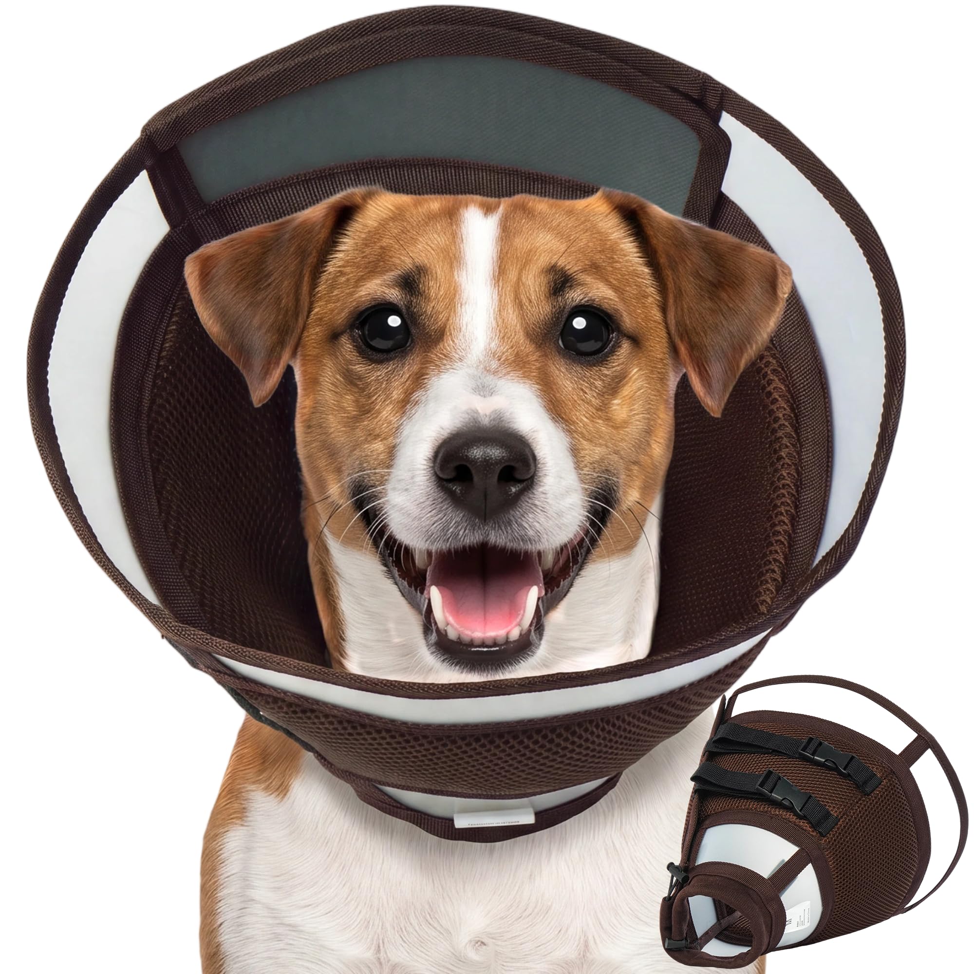 Kuoser Soft Dog Recovery Cone Collar Prevent Licking Wounds, Brown M