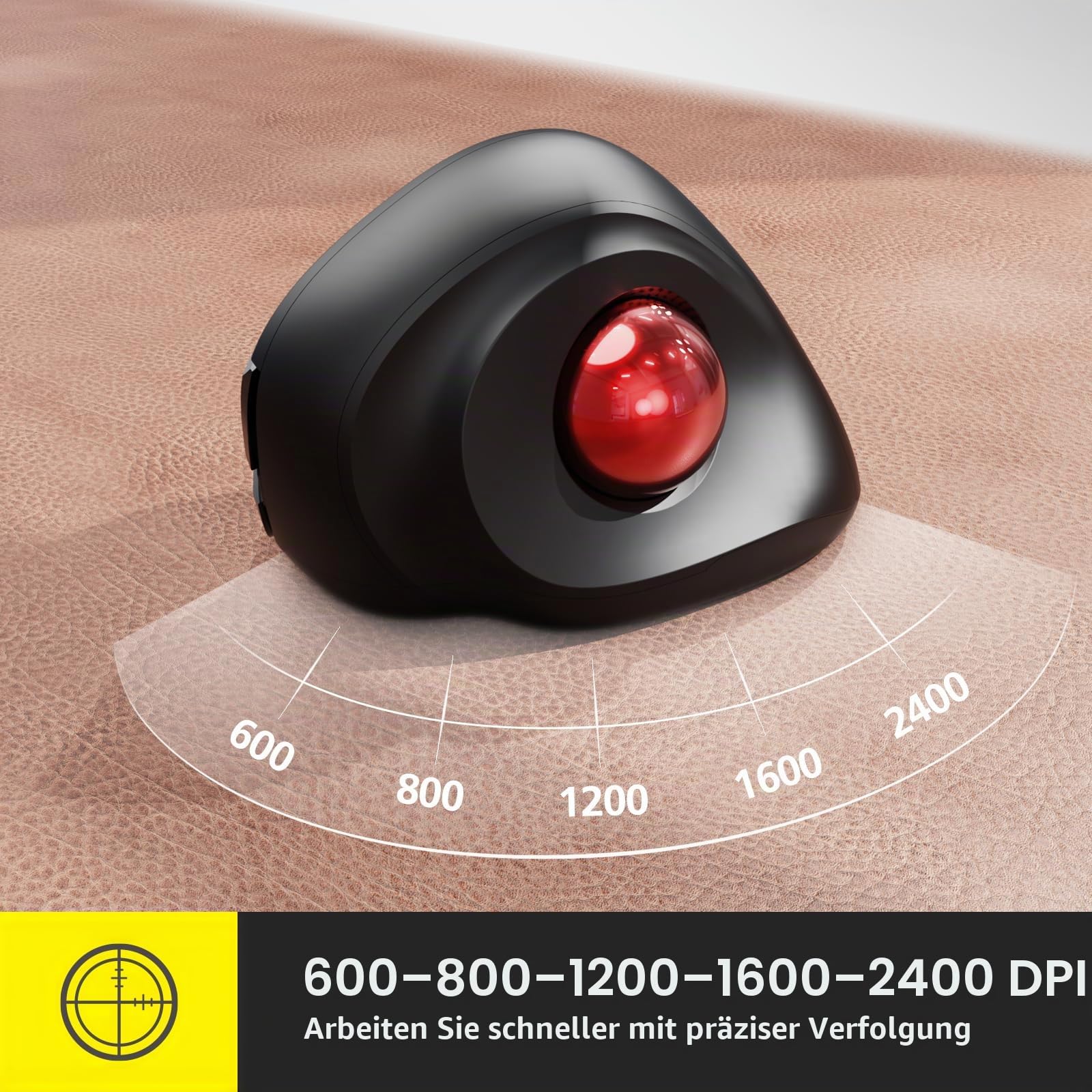 MicroPack Wireless Trackball Maus, 2023 Upgrade Ergonomische Vertikale Rollerball Computermaus, 3 Einstellbare DPI, Einfache Daumensteuerung für PC, Laptop, Mac, Windows - Schwarz
