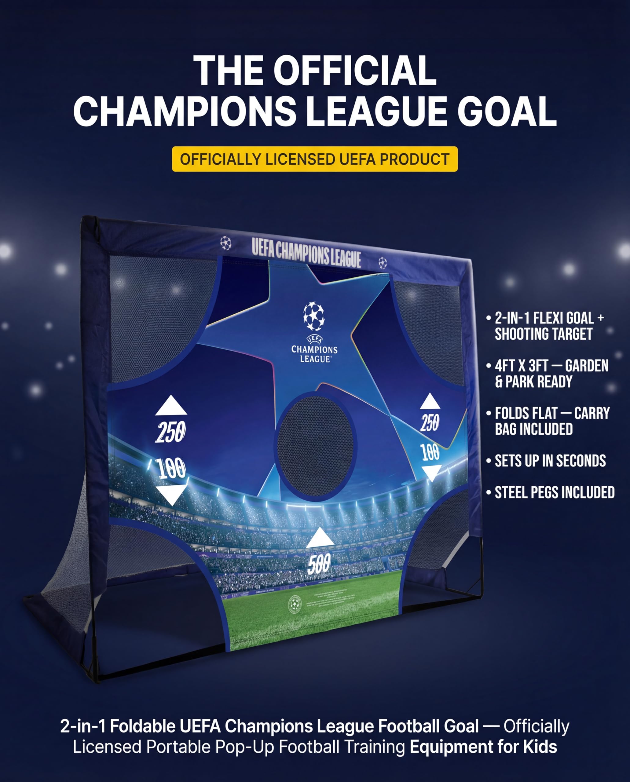 Officially Licensed UEFA Champions League Goal - 4ft x 3ft with