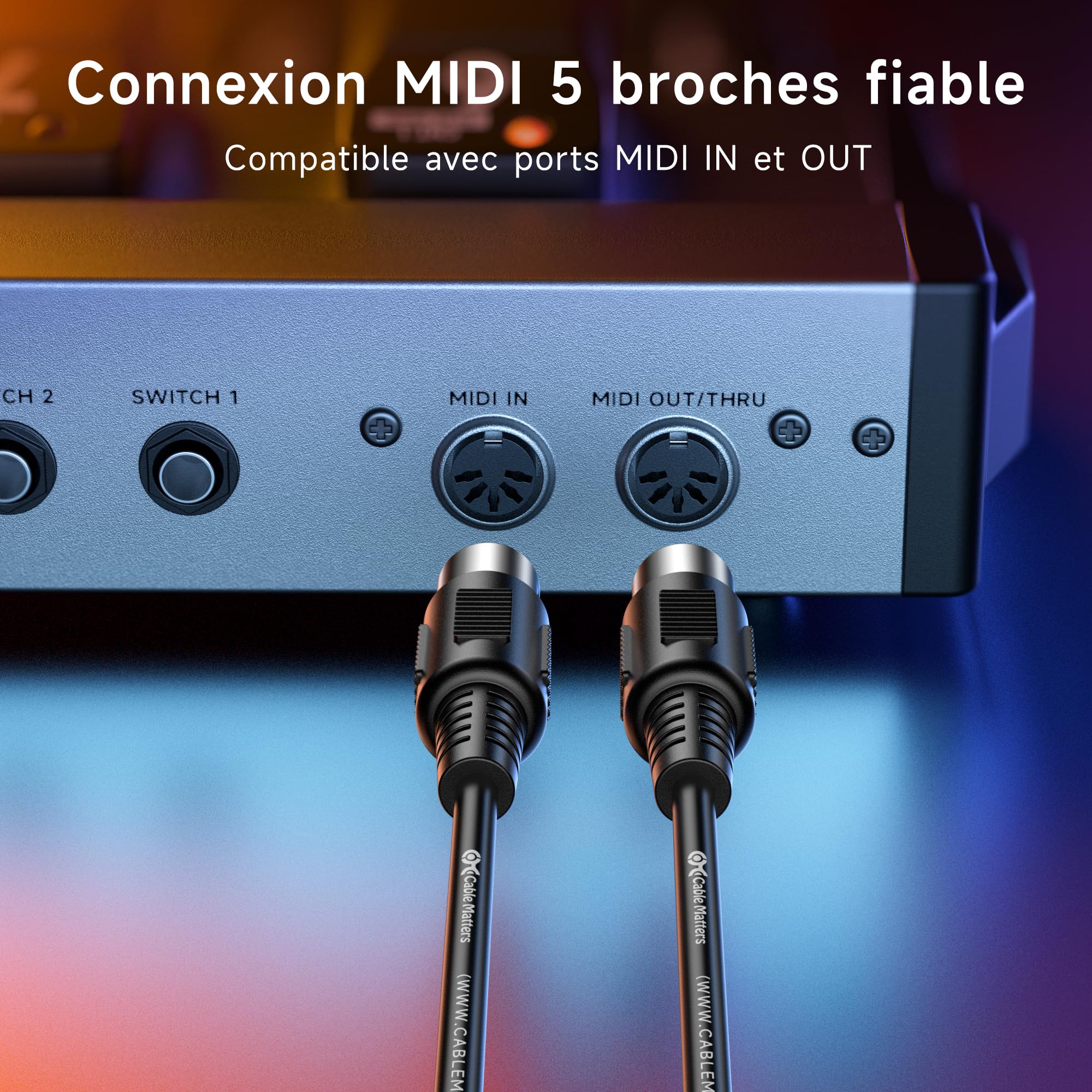 Cable Matters Pack de 2 Cable MIDI 3m- Câble DIN MIDI à 5 Broches, câble MIDI à 5 Broches - 3 m