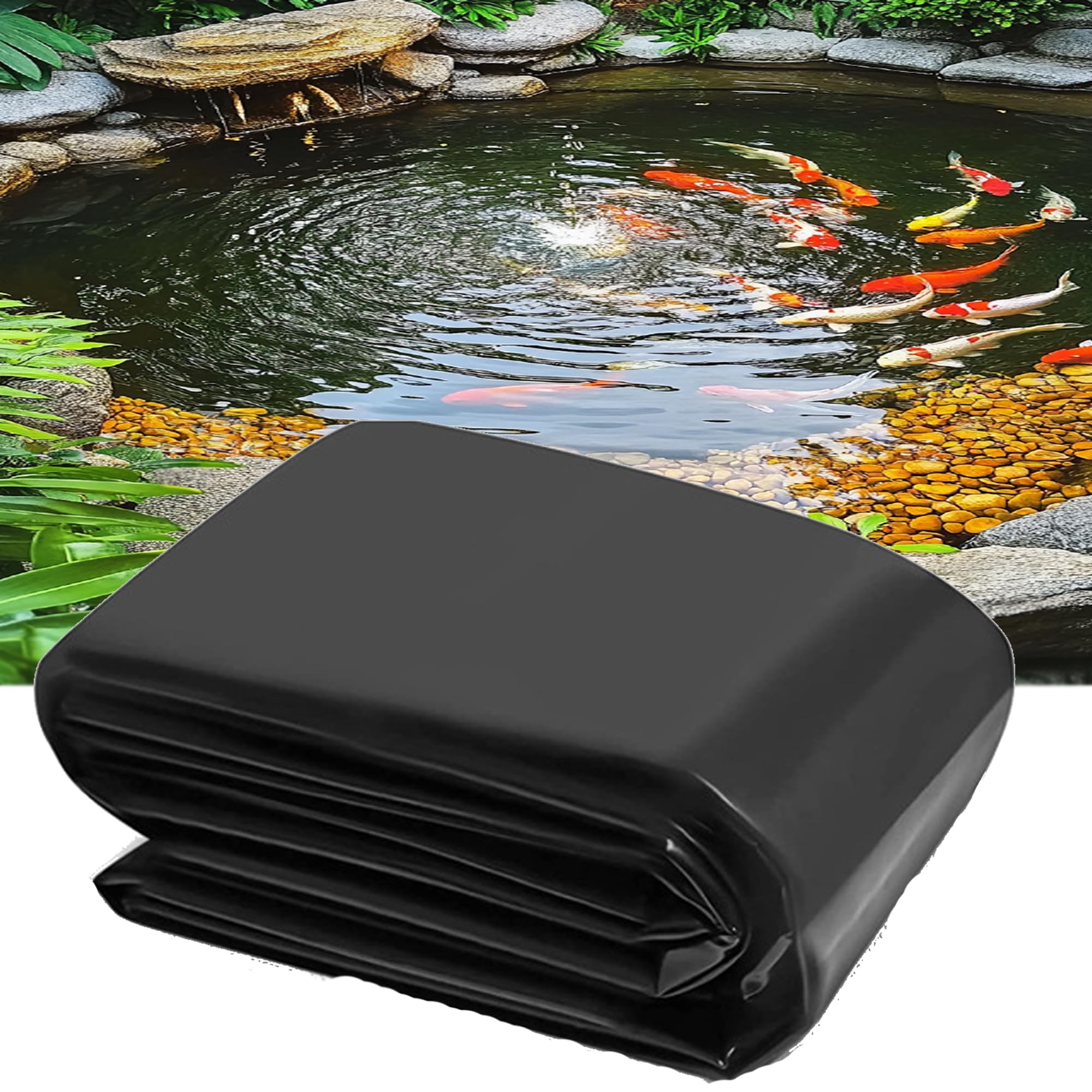 YQBFTC Pond Liner 3M x 2M,Heavy Duty Waterproof Tarpaulin,Underlay Garden Fish Ponds Preformed Liners,Flexible Garden Membrane Pond Lining for Fish Pond Landscaping Water Feature Streams Fountains