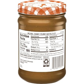 Smuckers Natural Chunky Peanut Butter, 16 Oz. Jar