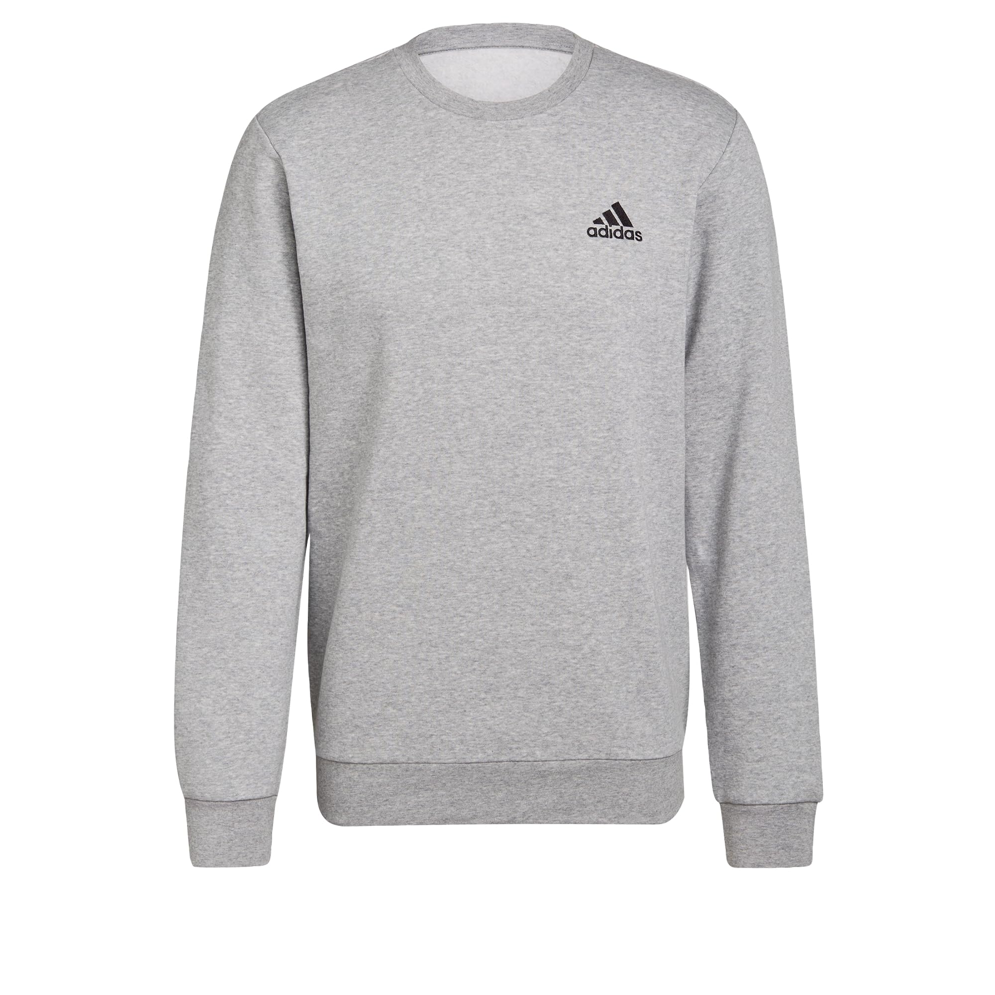 Adidas Feelcozy Essentials Fleece Sweatshirt, Felpa Uomo, Medium Grey Heather/Black, XL