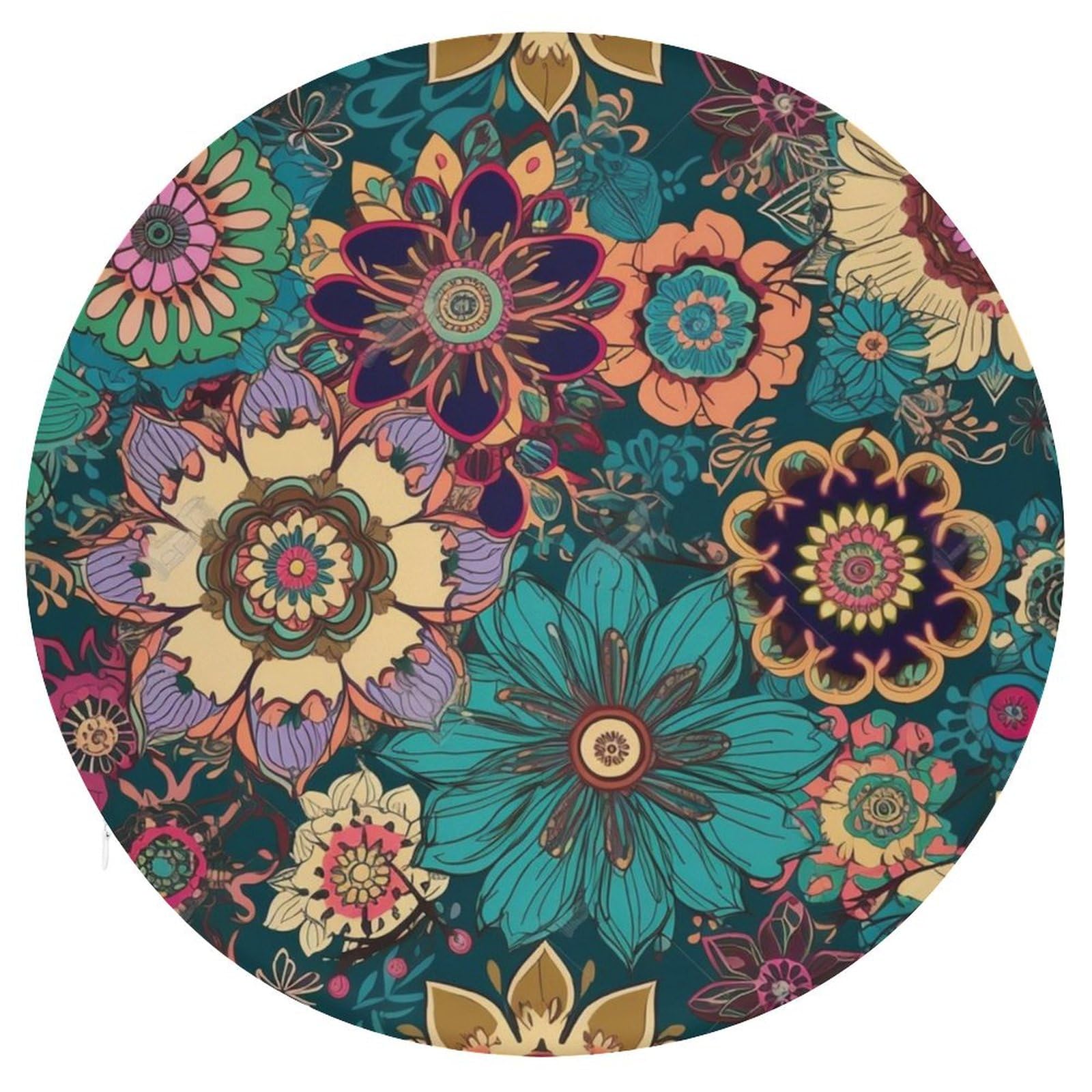 Coussin de chaise rond bohème fleur en mousse à mémoire de forme pour assise de balcon