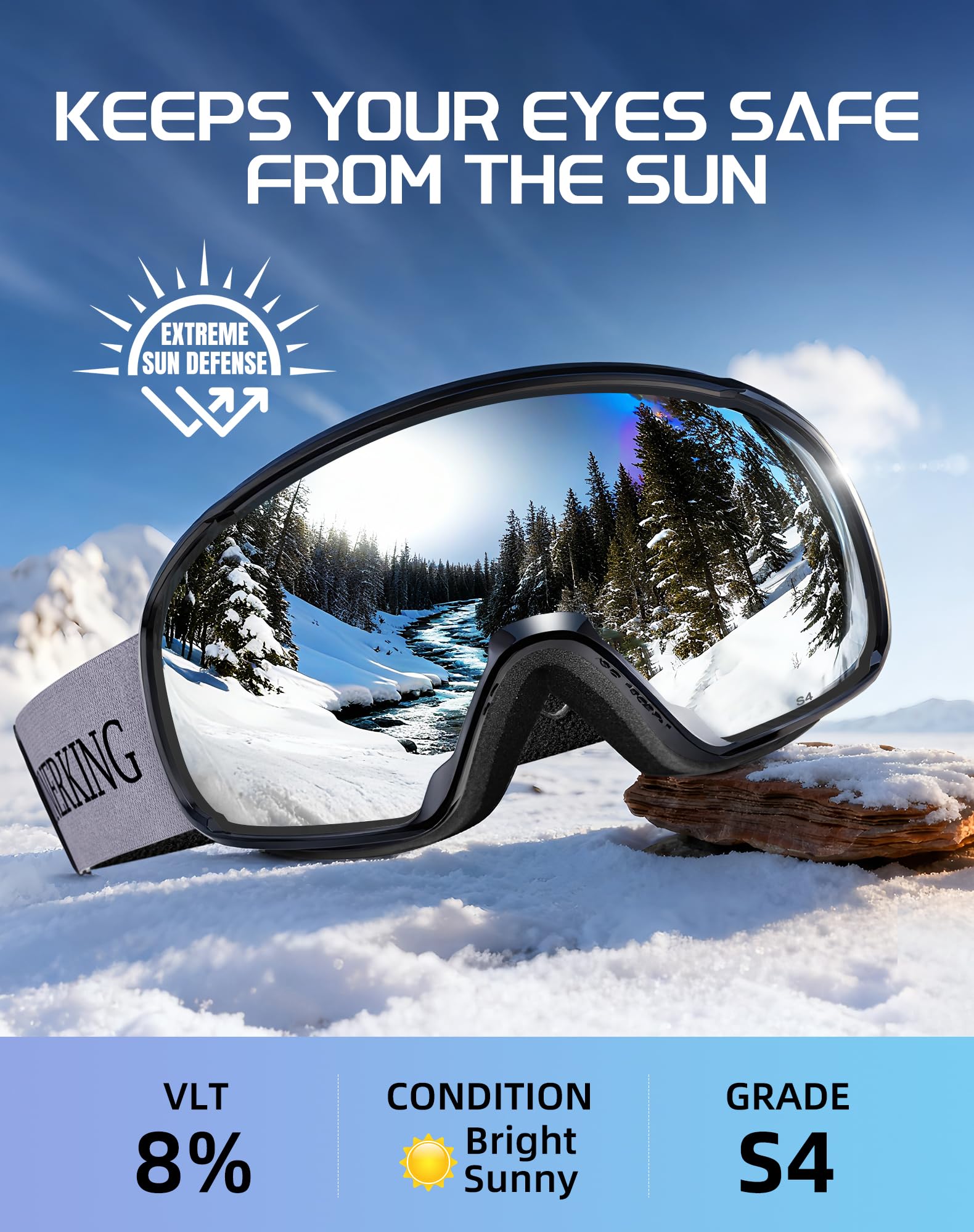 Innerking Occhiali da sci OTG SGS approvati, occhiali da neve, snowboard, invernali, anti appannamento, per adulti, giovani, uomini e donne