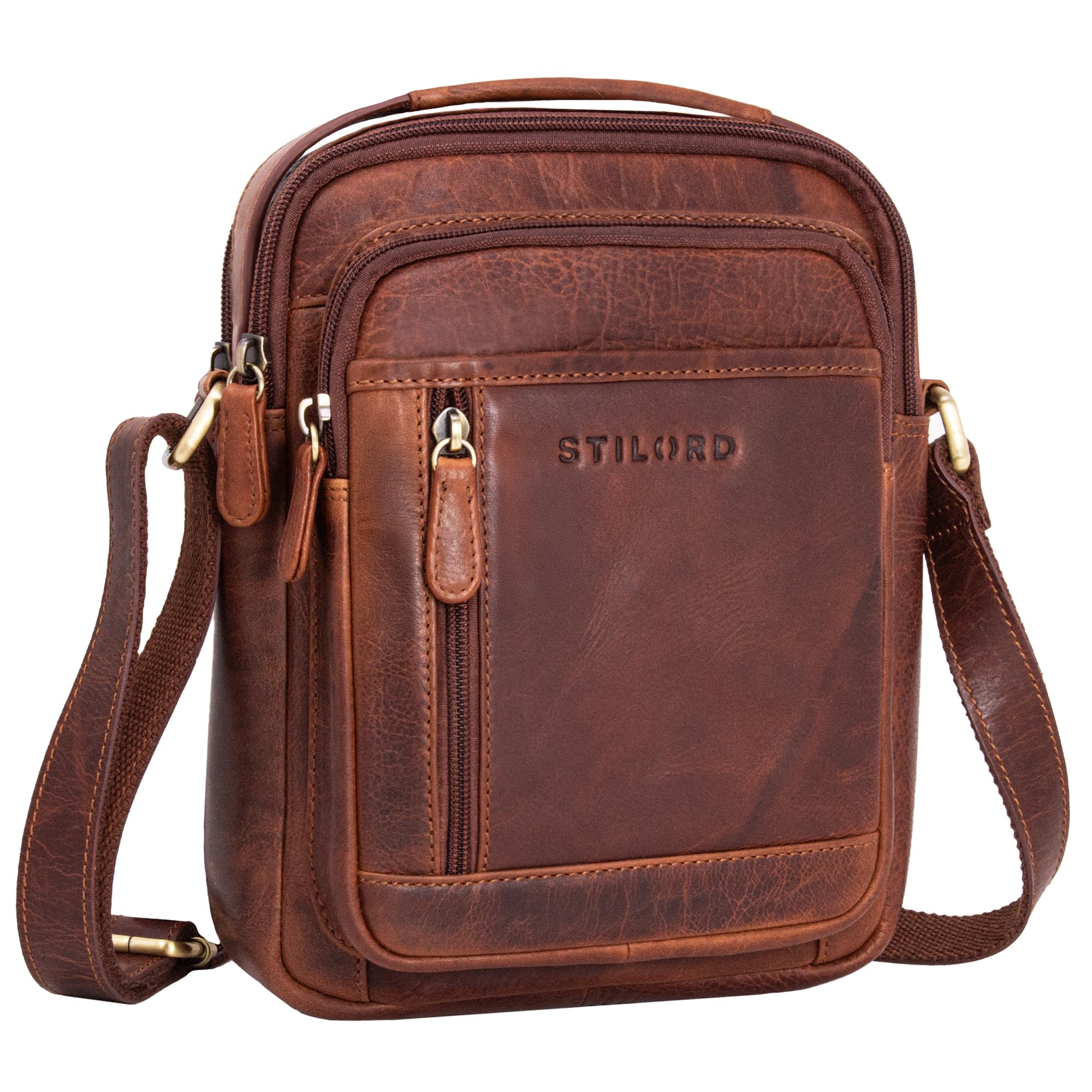 STILORD "Salva Piccolo Borsello Uomo Pelle Nero Borsa a Tracolla Crossbody Borse Messenger Cuoio Borsa a Spalla Borselli per Ufficio Viaggi Vita Quotidiana Tablet 8 Pollici