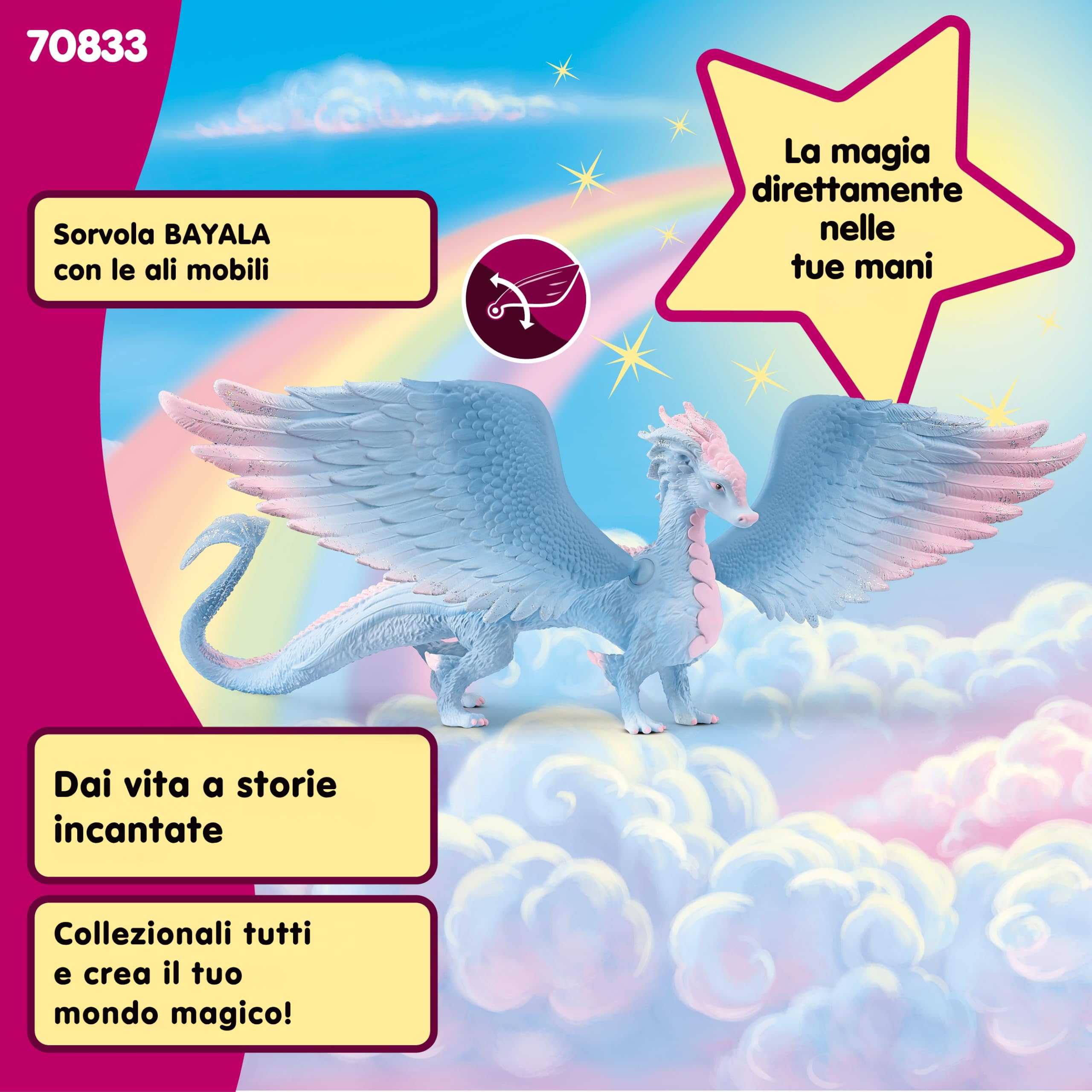 SCHLEICH BAYALA | Drago di cristallo 70833 | figure fantastiche ricche di dettagli | drago con ali mobili | regalo per bambine e bambini | personaggio da gioco da 5 anni | 32 x 25 x 15 cm