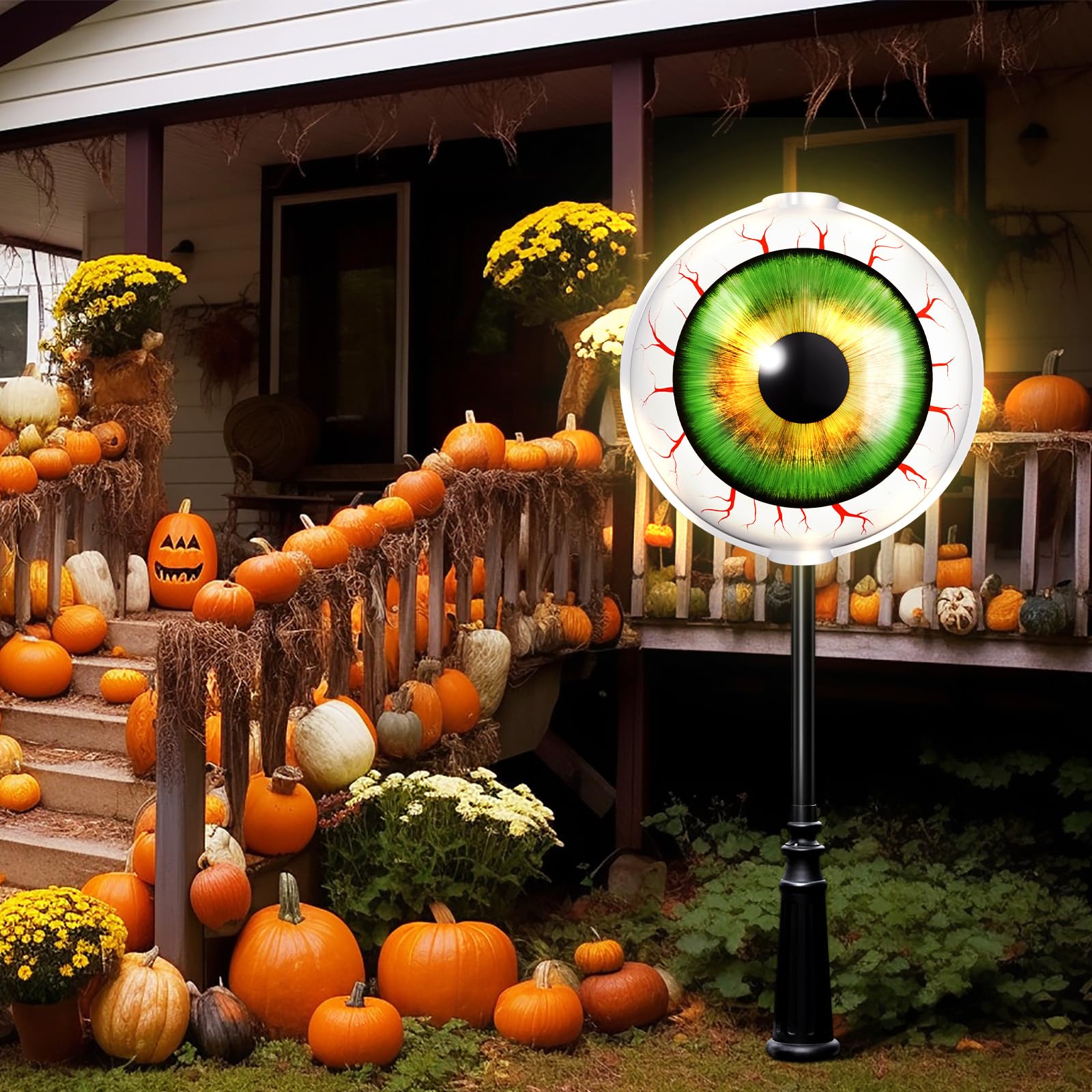 Retisee Halloween Pumpkin Eyeball Post Light Cover Jack O Lantern Lamp Shade 20 D x 22 H Eyeball Lamp Shade Plastic Pumpkin Light Shade for Porch Garage Front Door Outdoor(1 Pack,Eyeball)