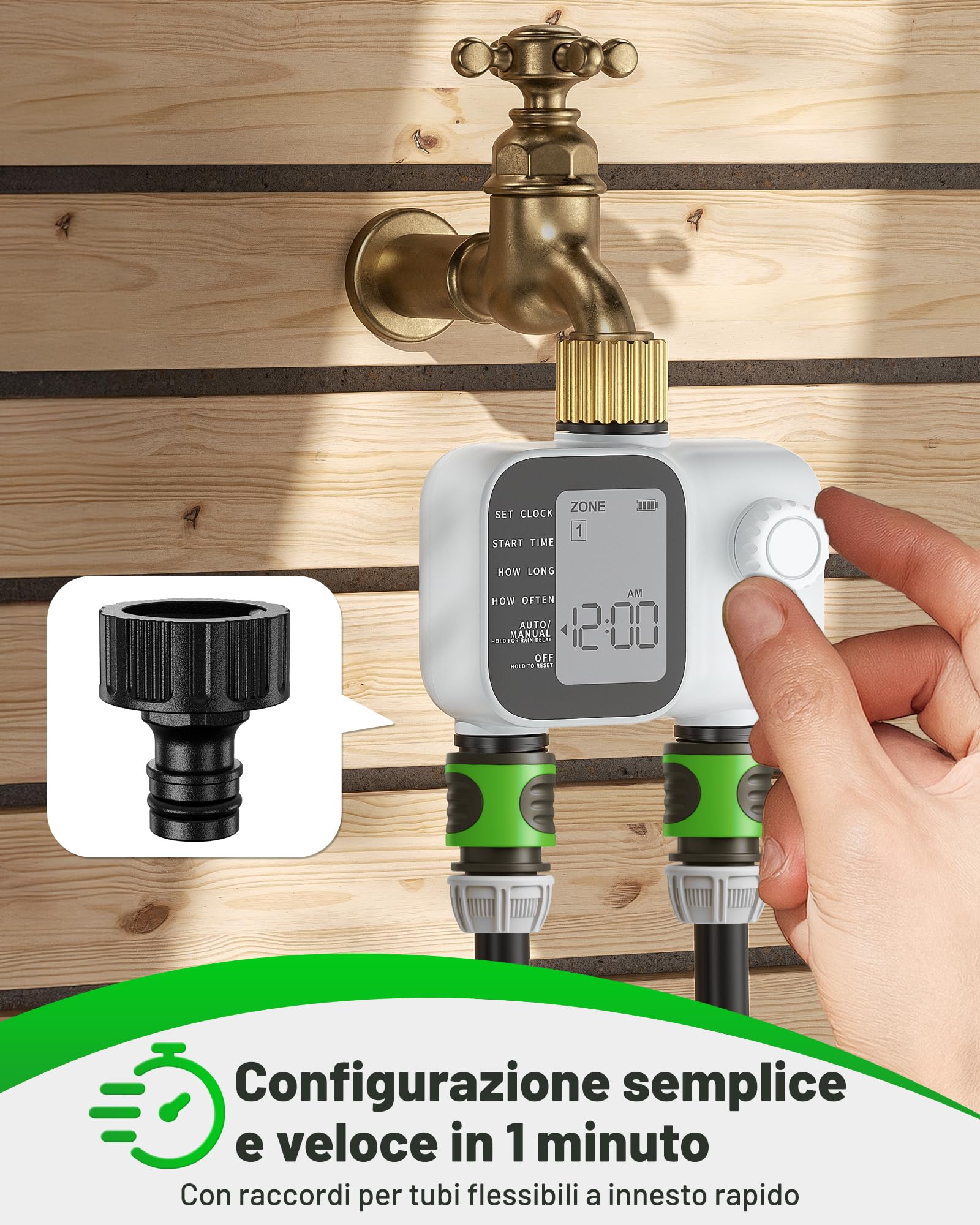 Unistyle Centralina Irrigazione 2 Vie | Nuovo modello 2026 – Timer Irrigazione Automatica del Giardino, Funzionamento Semplice e Intuitivo, Controllo preciso, Programmi di Irrigazione Flessibili