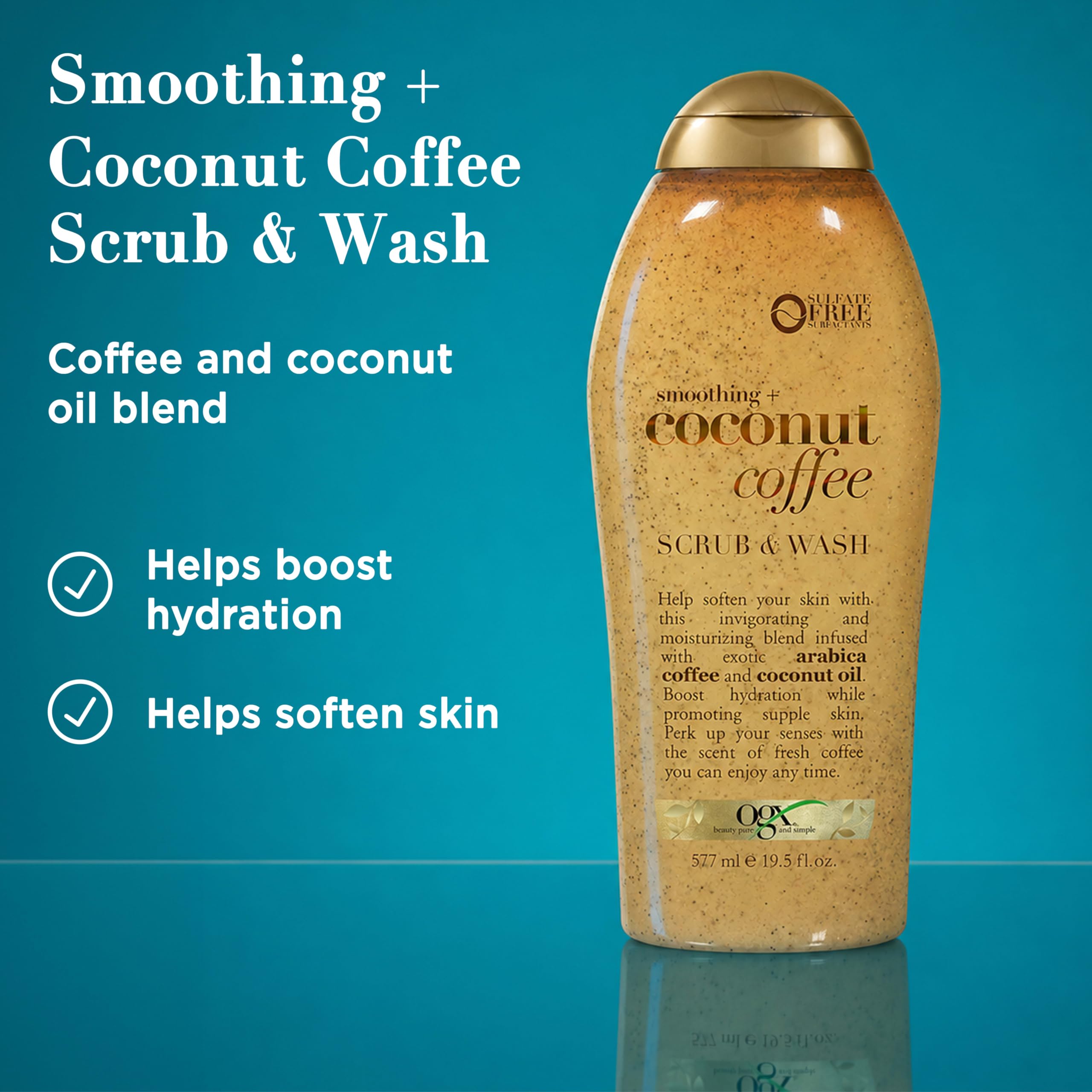 Exfoliante y lavado de café OGX, coco 540 ml