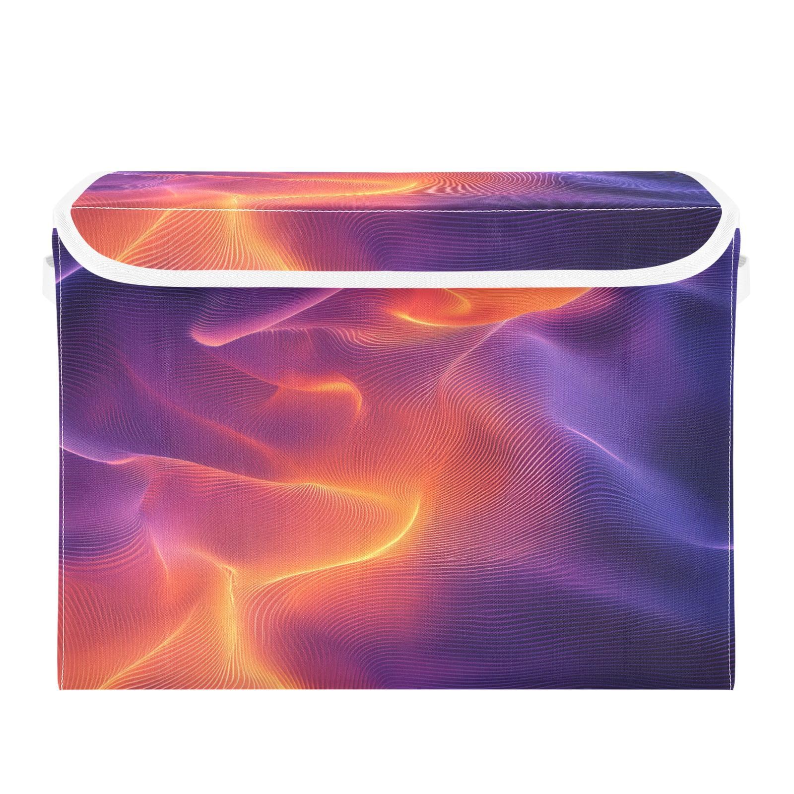 Ttgoth A Gradient Purple Orange Fabric Storage Box With Lid Collapsible Storage Bin Dog Toy Basket Closet Organizer Baby Basket For Nursery Bedroom Office