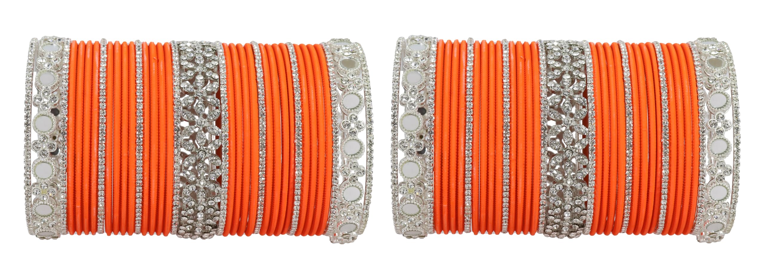LAVAZZA Premium White Stone Bangles Set For Women & Girls | AD Diamond Stone Chuda Set | Mirror Work | Chuda Set For Women Bridal | Traditional Fashion Jewellery Chooda-(FMS1-DOrange-2.2) (B0CK2FFQZ3) Amazon Price History, Amazon Price Tracker