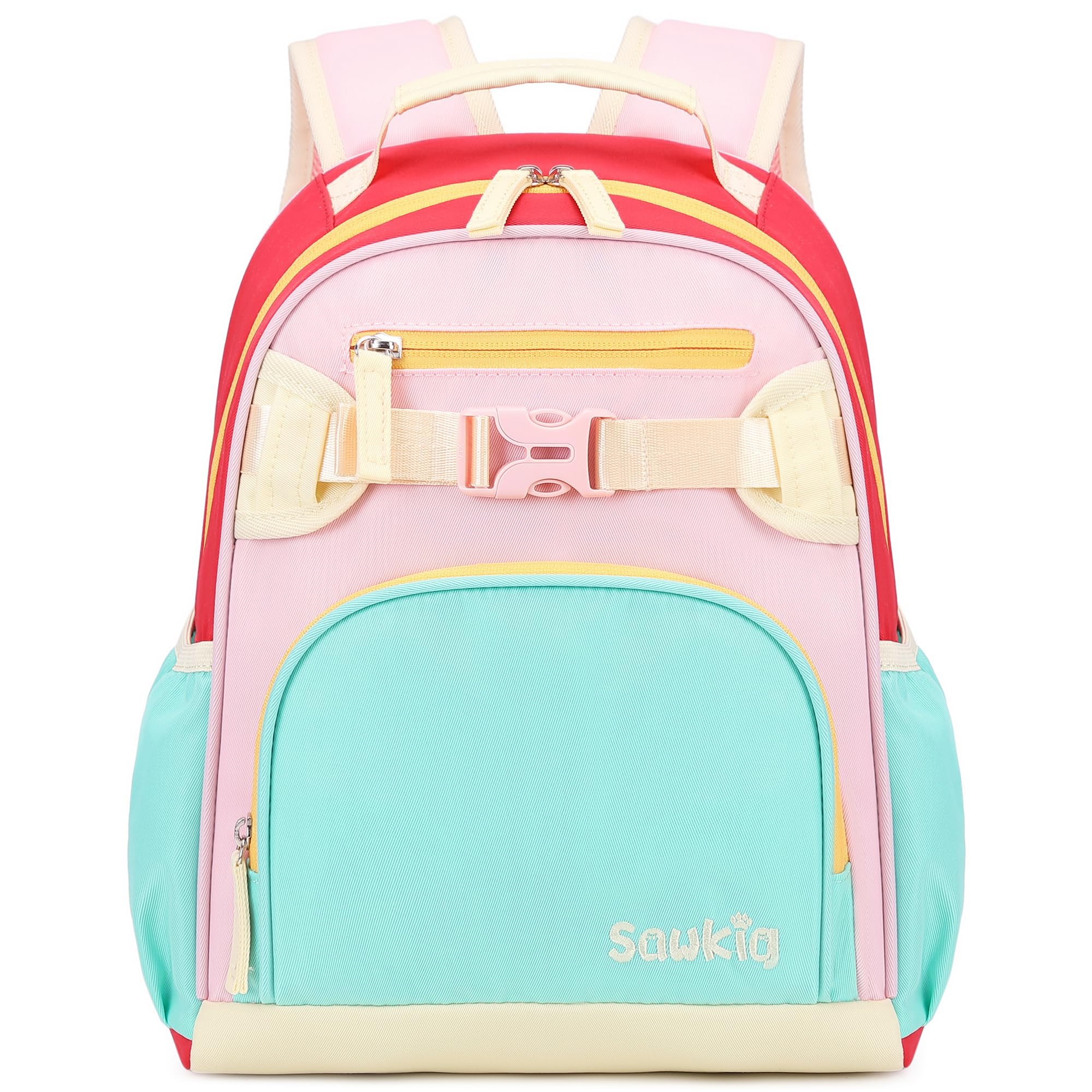 Sawkig Cute Mini Toddler Backpacks for Girls 2-4 Little Kids Backpack preschool Bookbag (Aqua Pink Red)