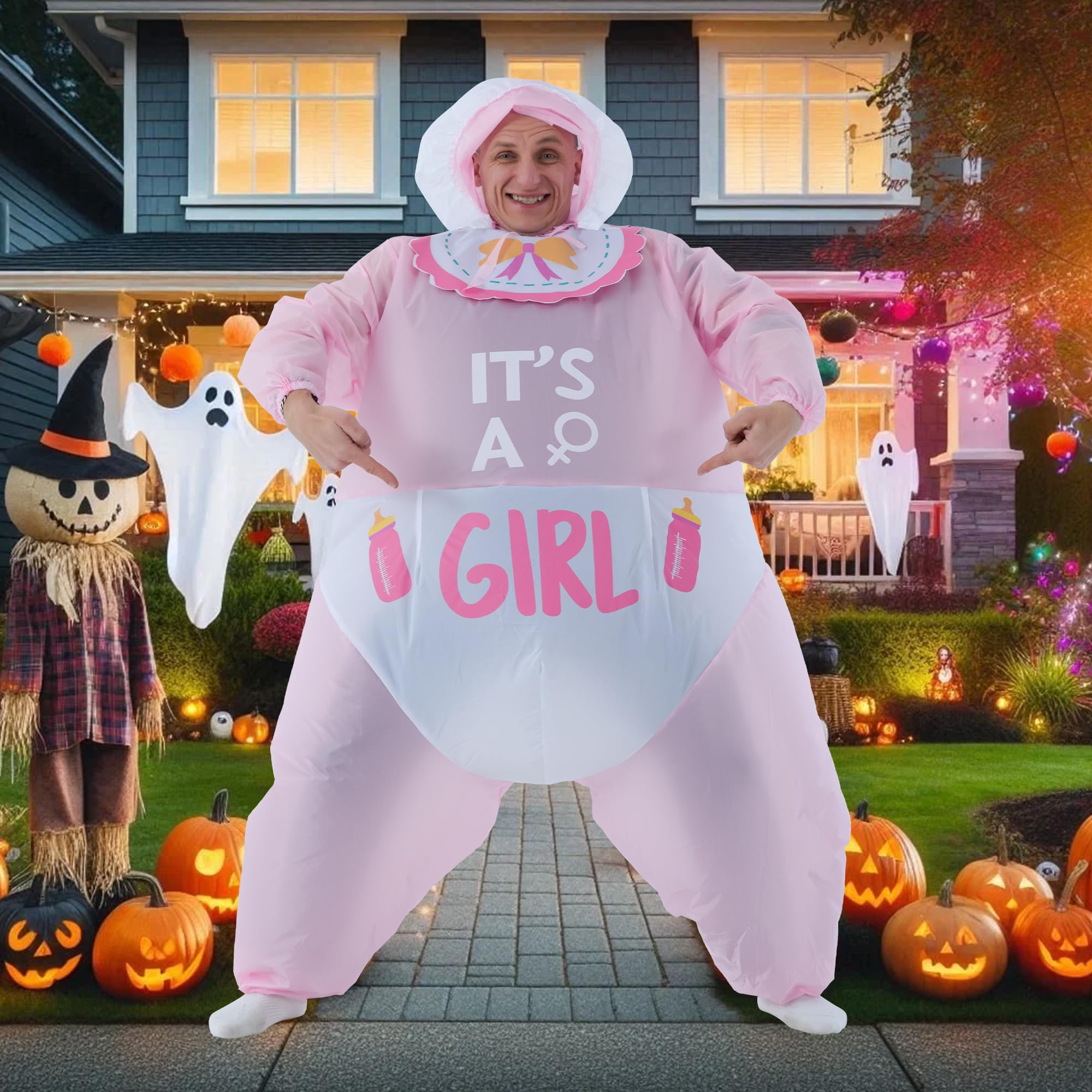 Nadmuchiwany kostium niemowlęcy dla dorosłych, kostium ujawniający płeć, kostium dmuchany dla mężczyzn i kobiet na Halloween, imprezy tematyczne