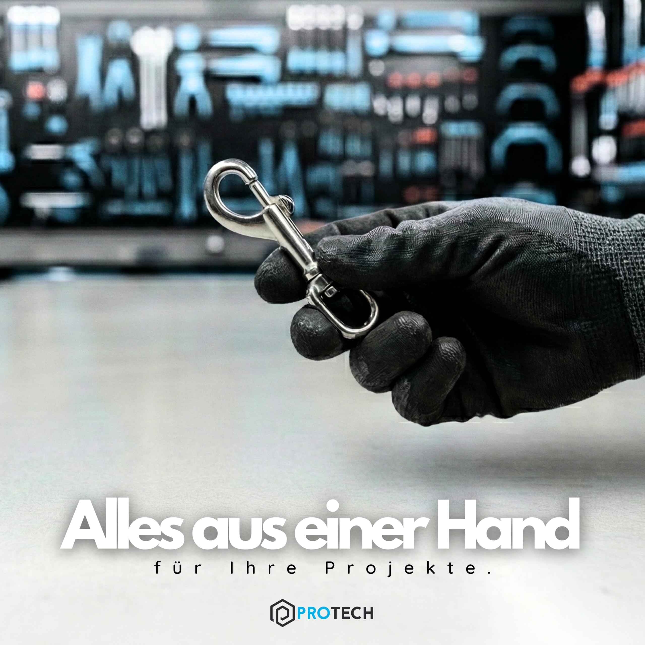 PROTECH Wirbelkarabiner Edelstahl A4 (V4A) – 64mm Karabinerhaken mit Drehgelenk – Rostfreier Bolzenkarabiner für Hundeleinen, Taschen & Segeln – Schnellverschluss (10 Stück)