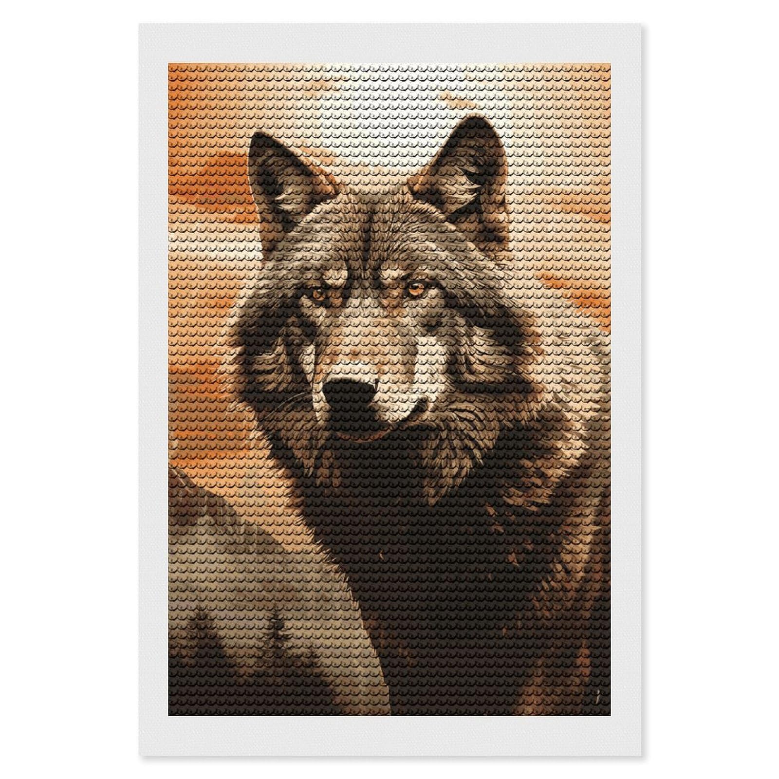 FekiLoot Wolf Sunest Diamond Art Kits for Adults, 5D Aurora Diamond Painting Kits for Beginners DIY Full Drill Dots Gem Art Paint Crafts for Home Wall Decor 8"x12"