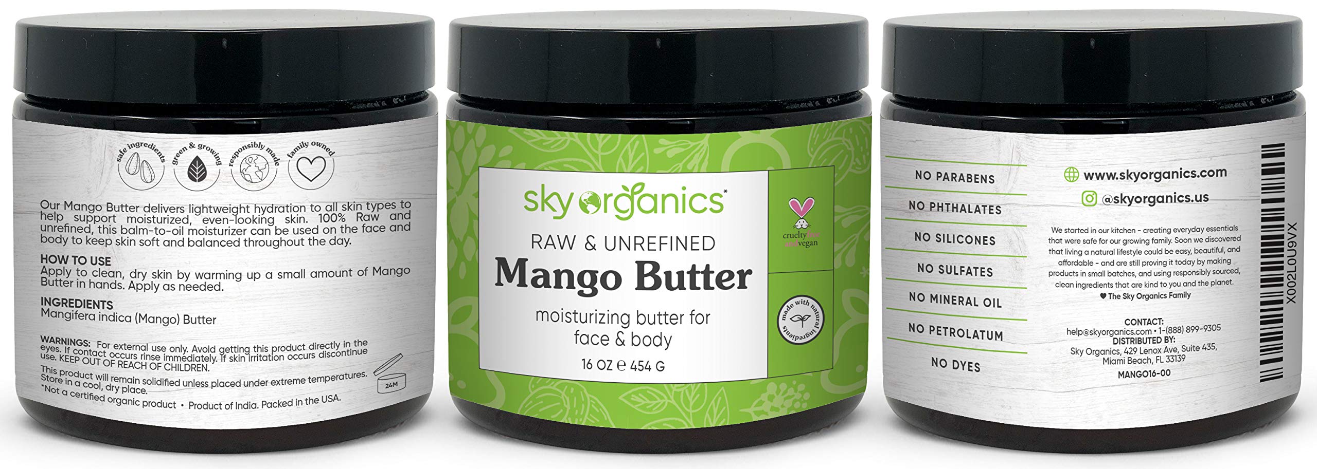 Mango Butter (16 oz) by Sky Organics Raw 100 Pure Unrefined Mango