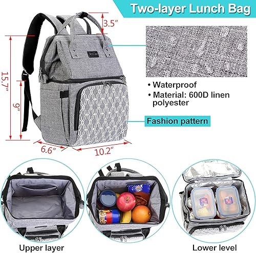 Miniatura 4 de AmHoo Lonchera térmica con aislamiento, mochila impermeable a prueba de fugas, bolsa de almuerzo para hombres y mujeres, senderismo, playa, picnic,