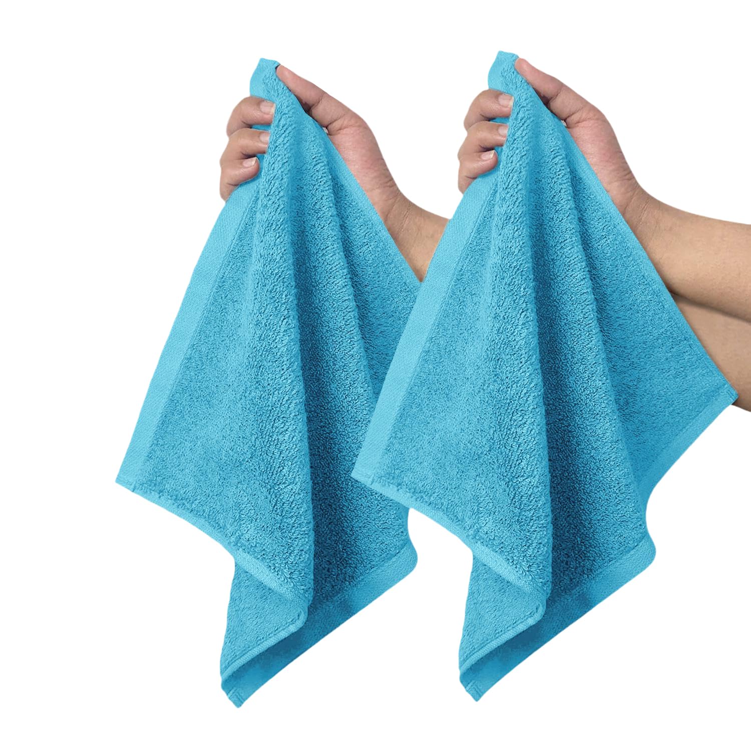 Tee Projekt 100% Cotton, Ultra Soft, Quick Dry Face Towel, (30 x 30 cm), (480 GSM, Pack of 2) Nile Blue-picture-15