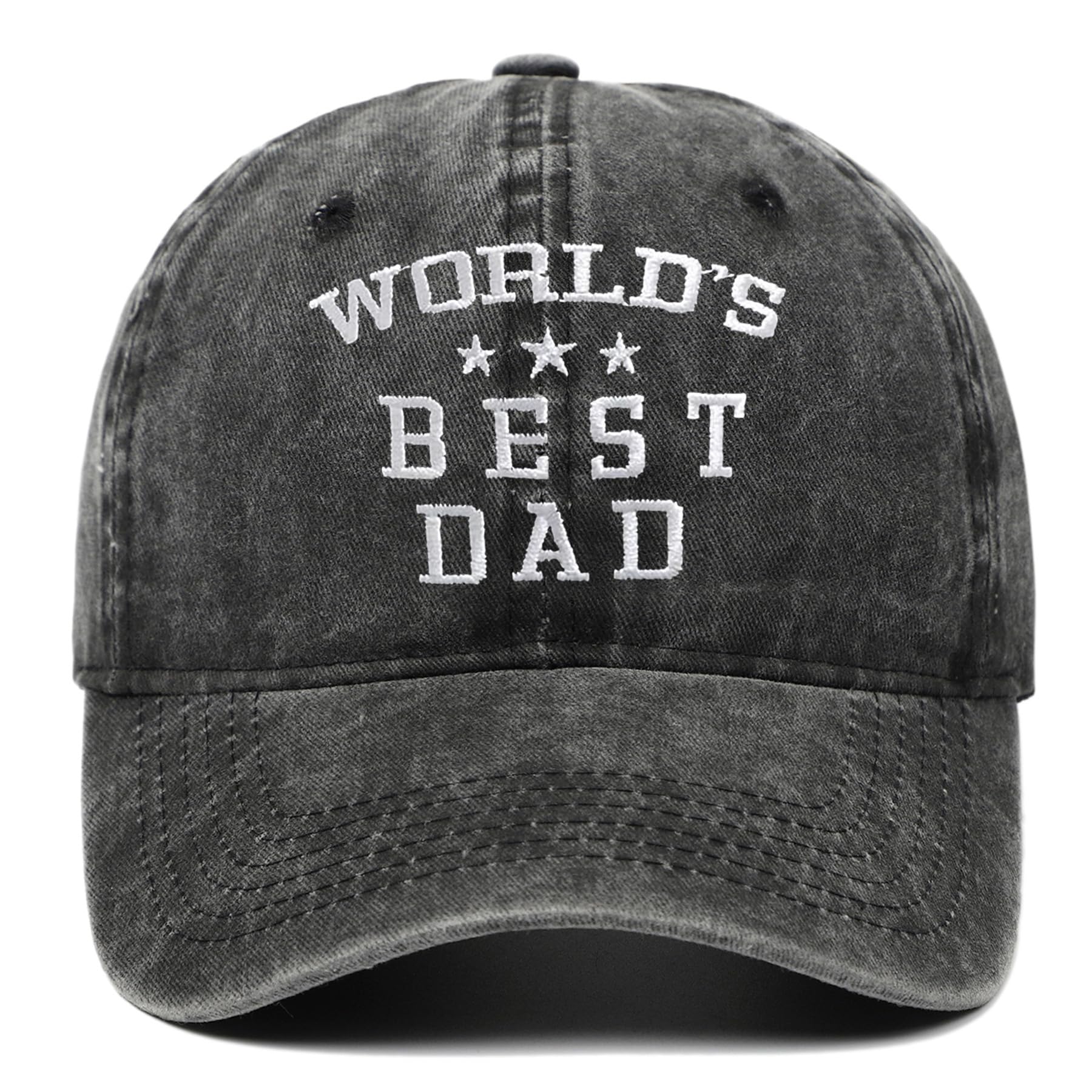 LADES Vintage Washed Cotton DAD Hat - Adjustable Embroidered Baseball Cap for Men, Unstructured Low Profile Fathers Day Gift Idea - Black-1