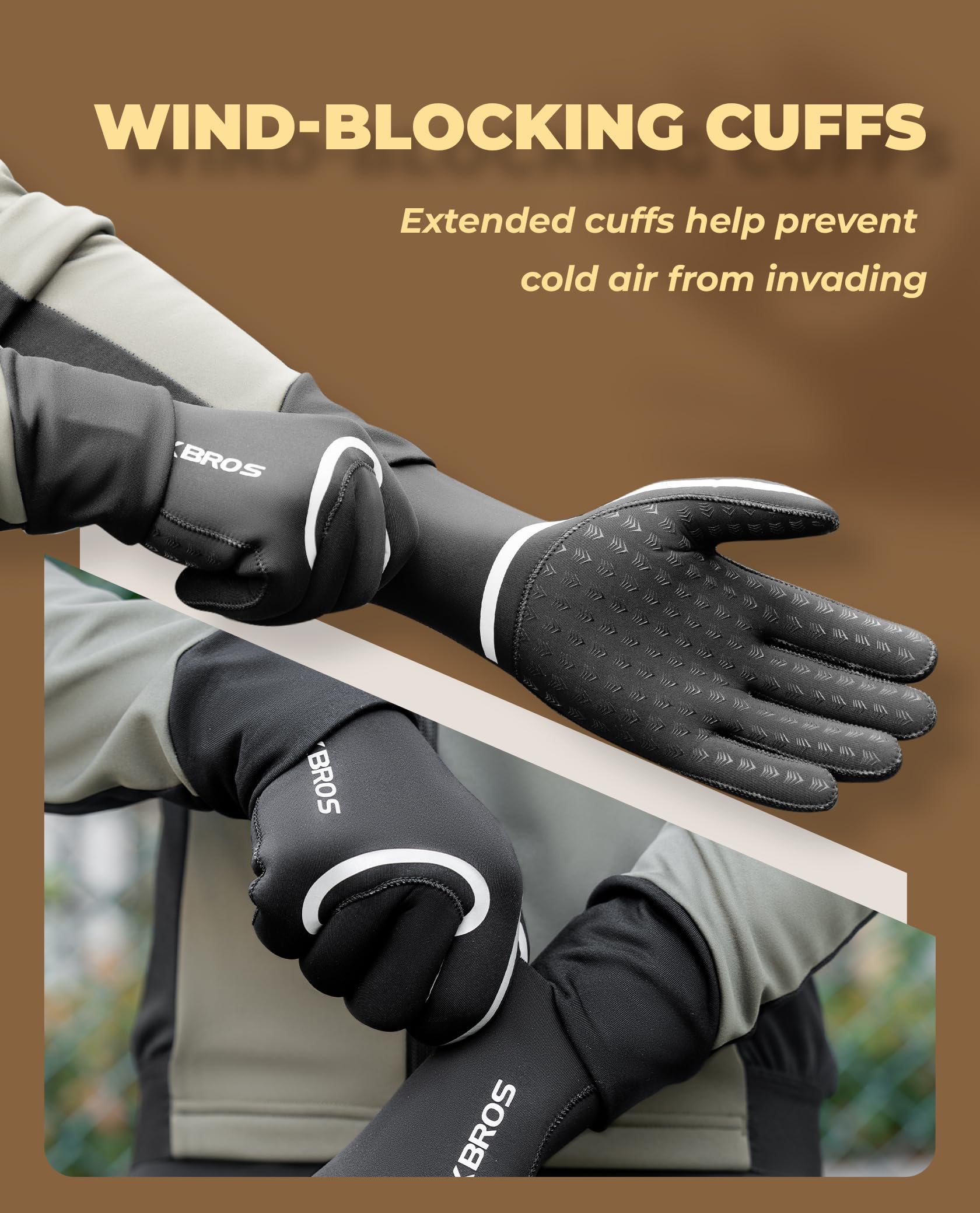 ROCKBROS Handschuhe Fahrrad Winter, Fahrradhandschuhe Wasserdicht und Winddicht, Laufhandschuhe Damen Herren, Sport Handschuhe für MTB, Rennrad, Laufen e Rodsport