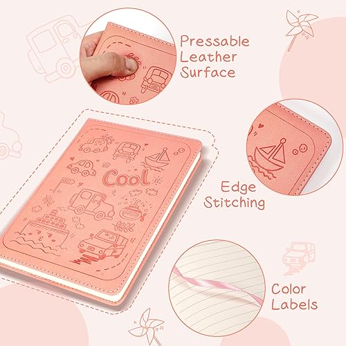 Miniatura 2 de CAGIE Diario de escritura creativa de dibujos animados A5 para niños, cuaderno de cuero de cubierta suave con 224 páginas, diario forrado grueso de