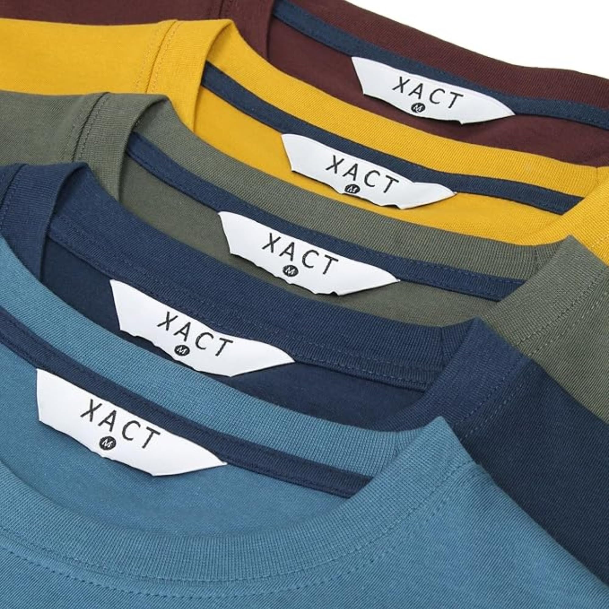 Xact Paquete de 5 camisetas lisas de algodón con cuello redondo para hombre
