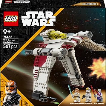 LEGO Star Wars V-19 Torrent Starfighter 75432 – Convertible Winged Spacecraft for Boys and Girls Ages 9 and Over, Model Production Set with Blaster and Pilot Figure, Gift Idea (567 Pieces)